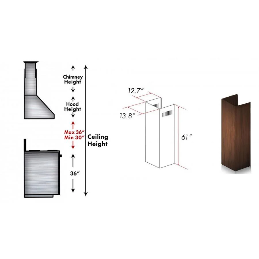 ZLINE 61 in. Wooden Chimney Extension for Ceilings up to 12.5 ft. (373RR-E) - Image 2