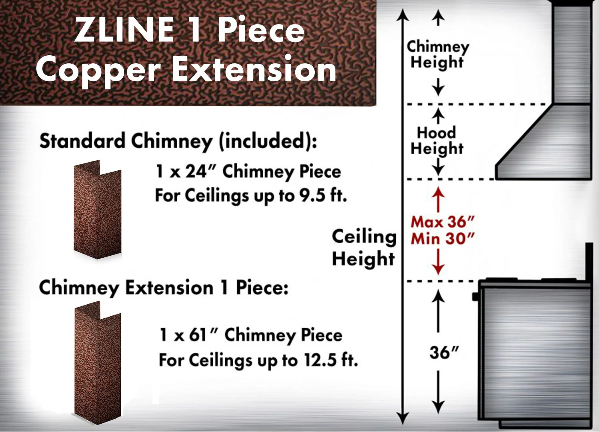ZLINE 61 in. Extended Chimney and Crown (8667E-E) - Image 3