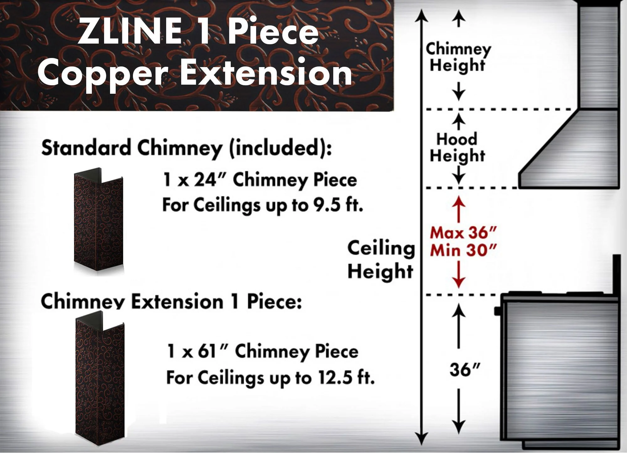 ZLINE 61 in. Extended Chimney and Crown (8667F-E) - Image 3