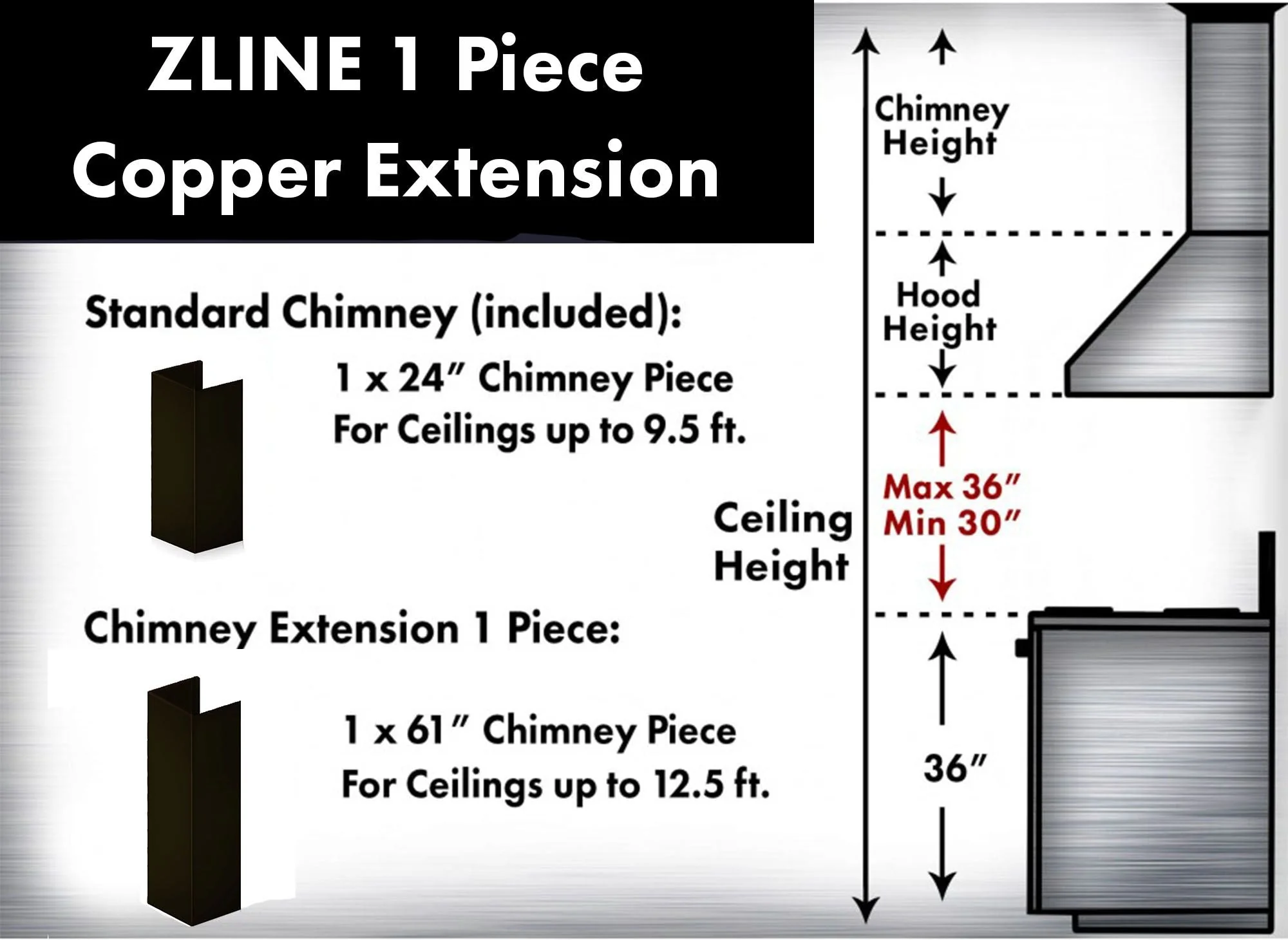 ZLINE 61 in. Extended Chimney and Crown (8KBB-E) - Image 3