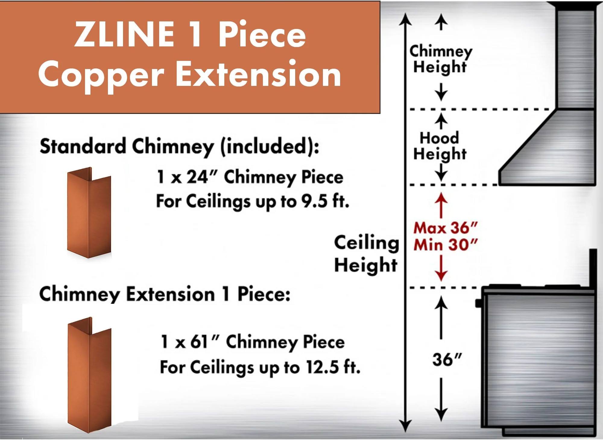 ZLINE 61 in. Extended Chimney and Crown (8KBC-E) - Image 3