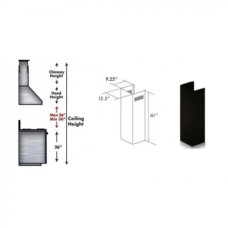 ZLINE 61 in. Wooden Chimney Extension for Ceilings up to 12.5 ft. (KBCC-E) - Image 2