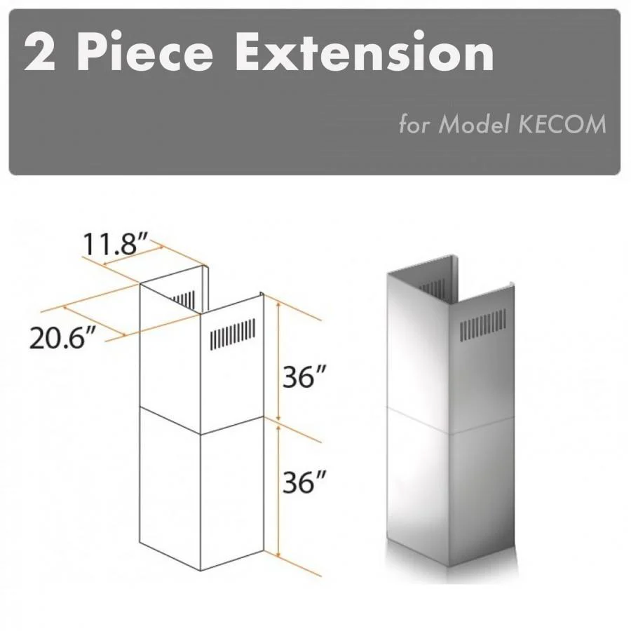 ZLINE 2-36 in. Chimney Extensions for 10 ft. to 12 ft. Ceilings (2PCEXT-KECOM)