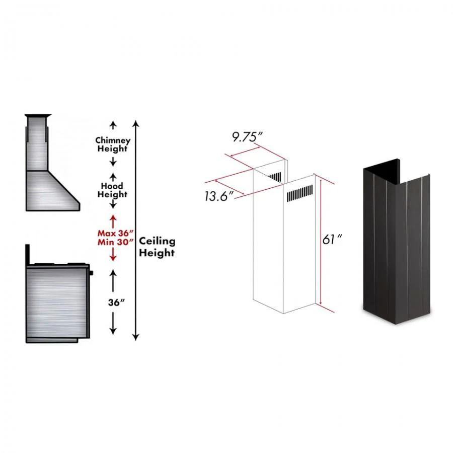 ZLINE 61 in. Wooden Chimney Extension for Ceilings up to 12 ft. (KPCC-E) - Image 2