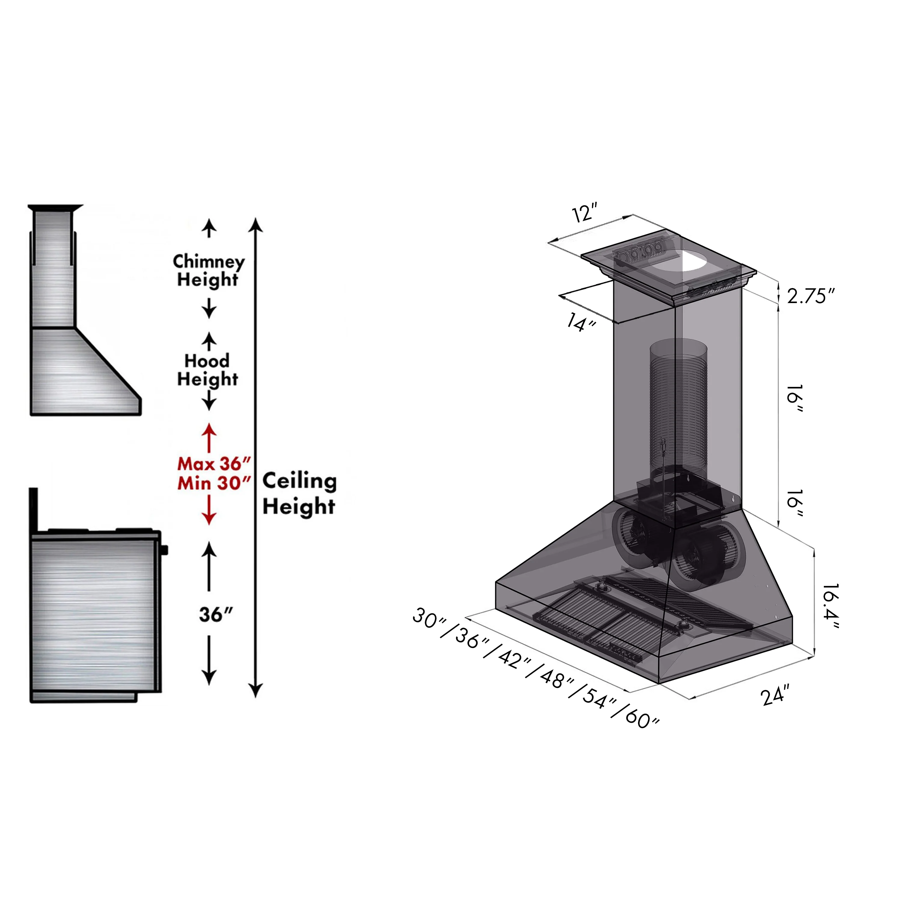 48" ZLINE CrownSound™Ducted Vent Wall Mount Range Hood in Stainless Steel with Built-in Bluetooth Speakers (667CRN-BT-48) - Image 13