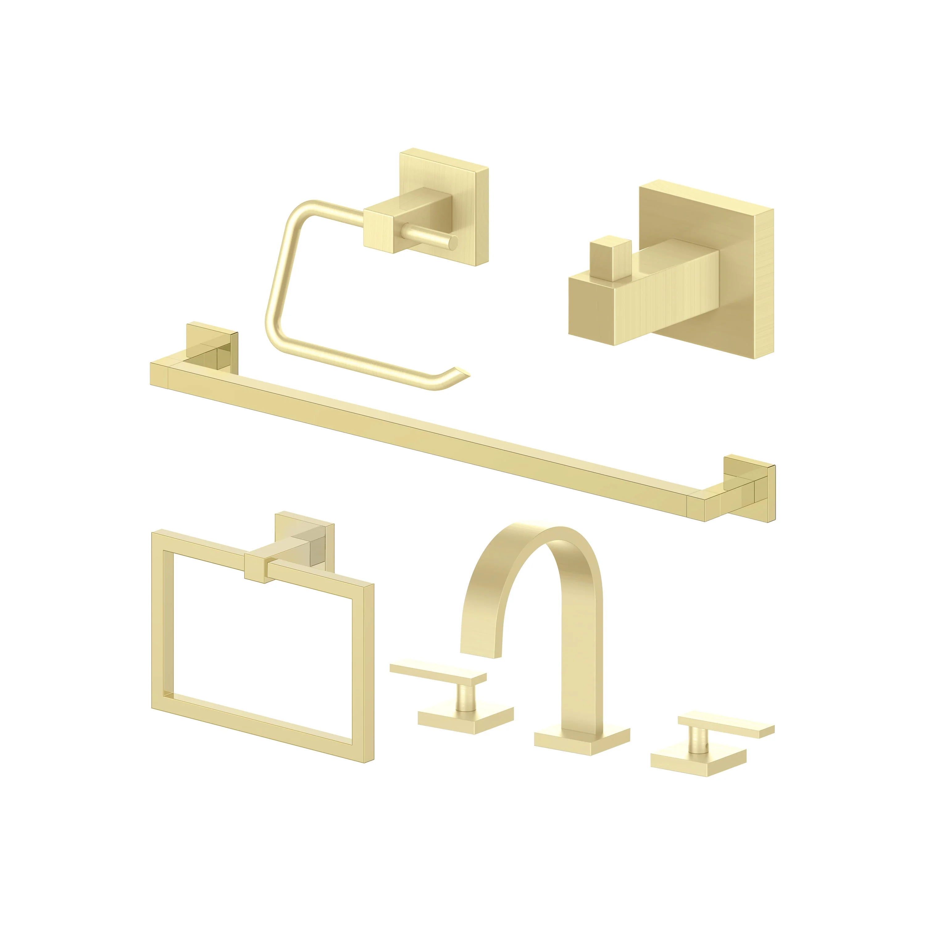5 Piece Bathroom Faucet and Accessory Bundle(5BP-BLSACCF-PG)