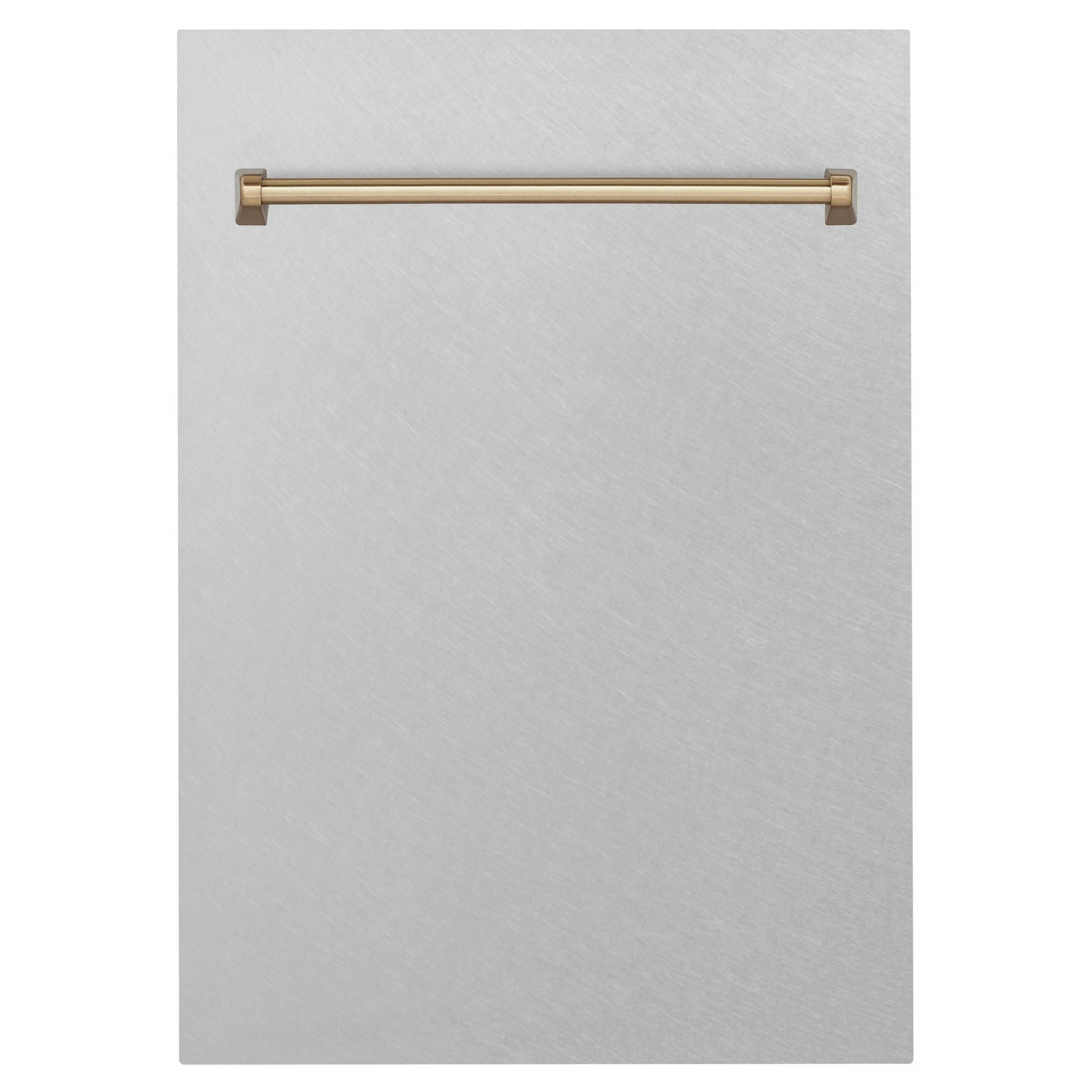 ZLINE Autograph Edition 18 in. Tallac Dishwasher Panel in Satin Stainless Steel Finish with Champagne Bronze Handle (DPVZ-SN-18-CB) - Image 3