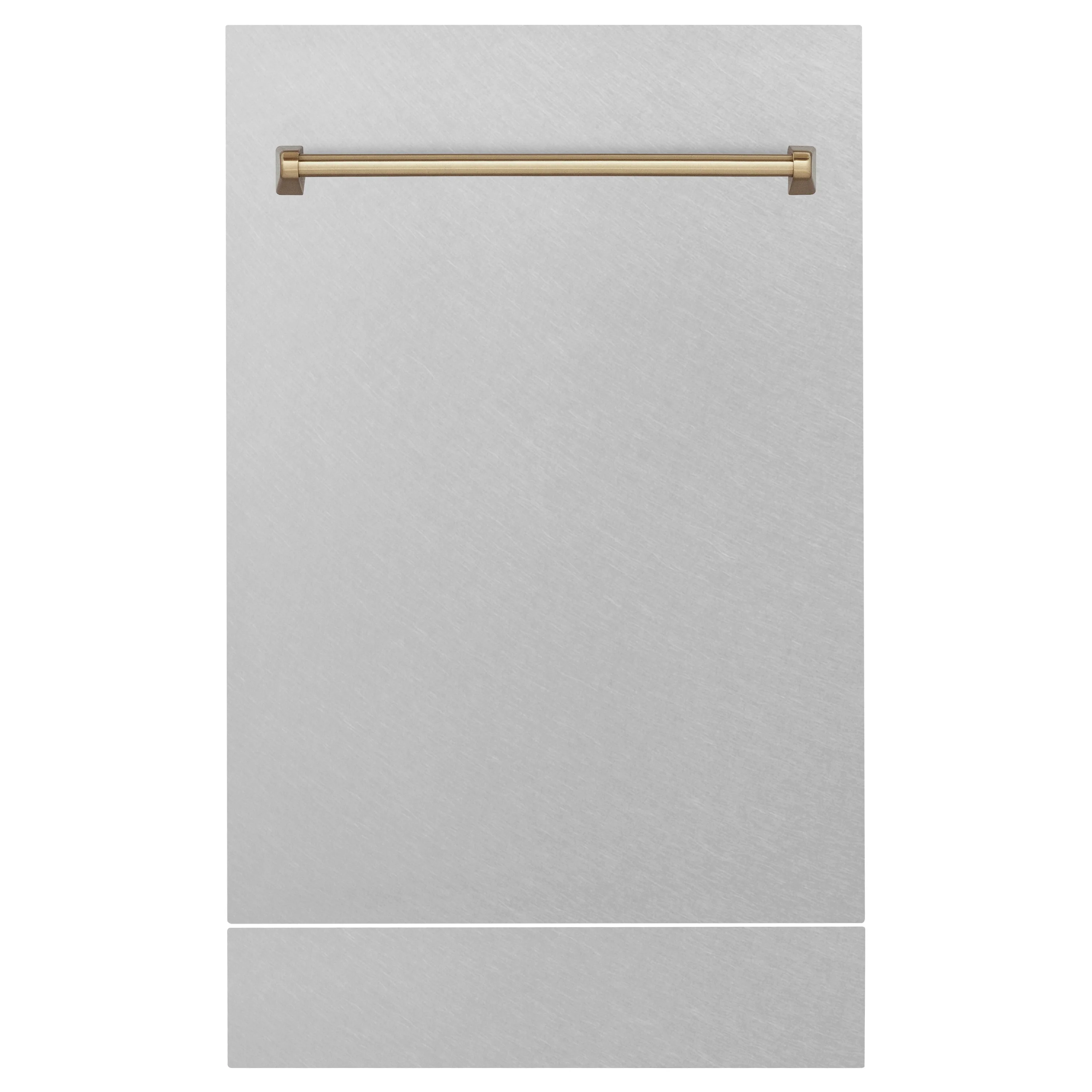 ZLINE Autograph Edition 18 in. Tallac Dishwasher Panel in Satin Stainless Steel Finish with Champagne Bronze Handle (DPVZ-SN-18-CB) - Image 4