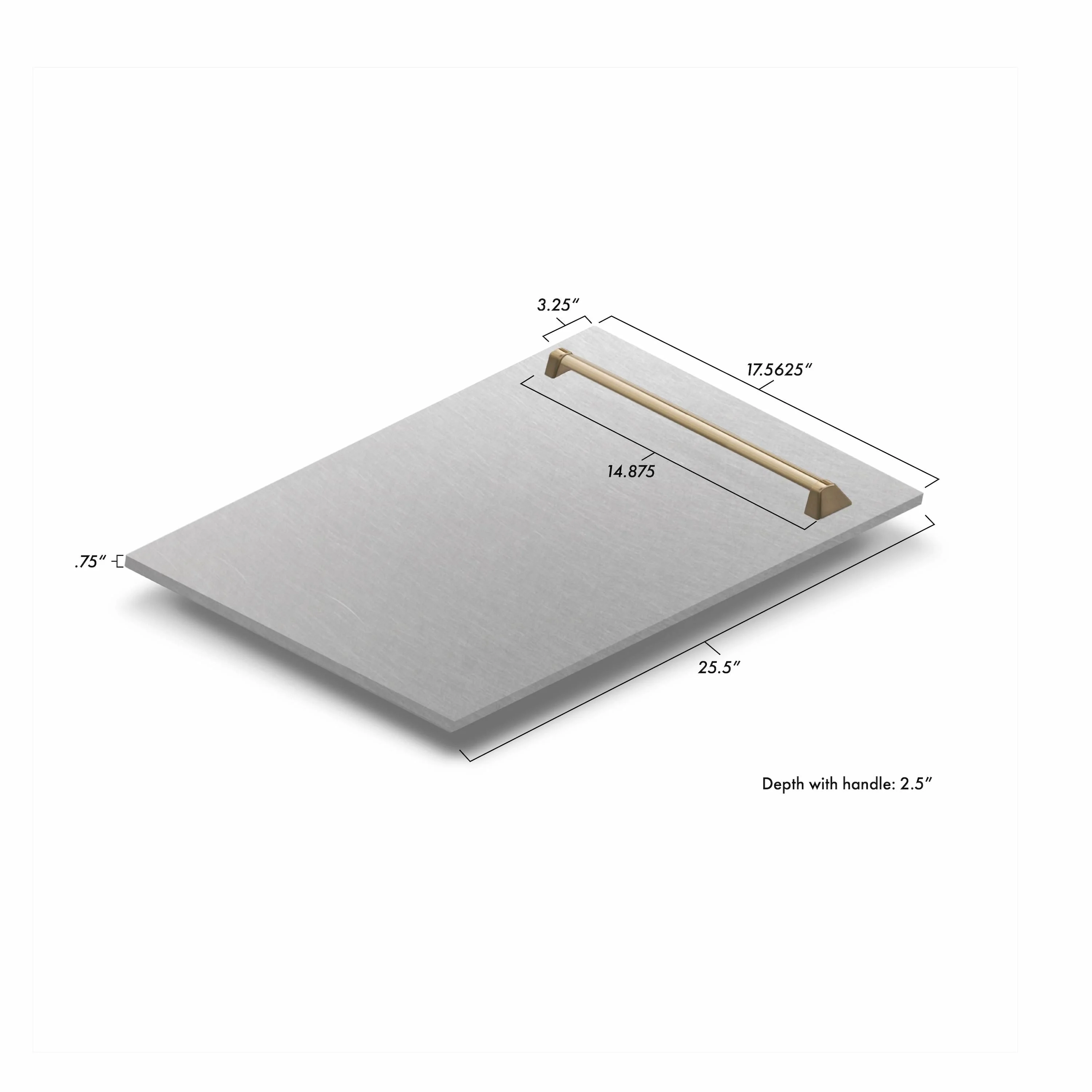 ZLINE Autograph Edition 18 in. Tallac Dishwasher Panel in Satin Stainless Steel Finish with Champagne Bronze Handle (DPVZ-SN-18-CB) - Image 6