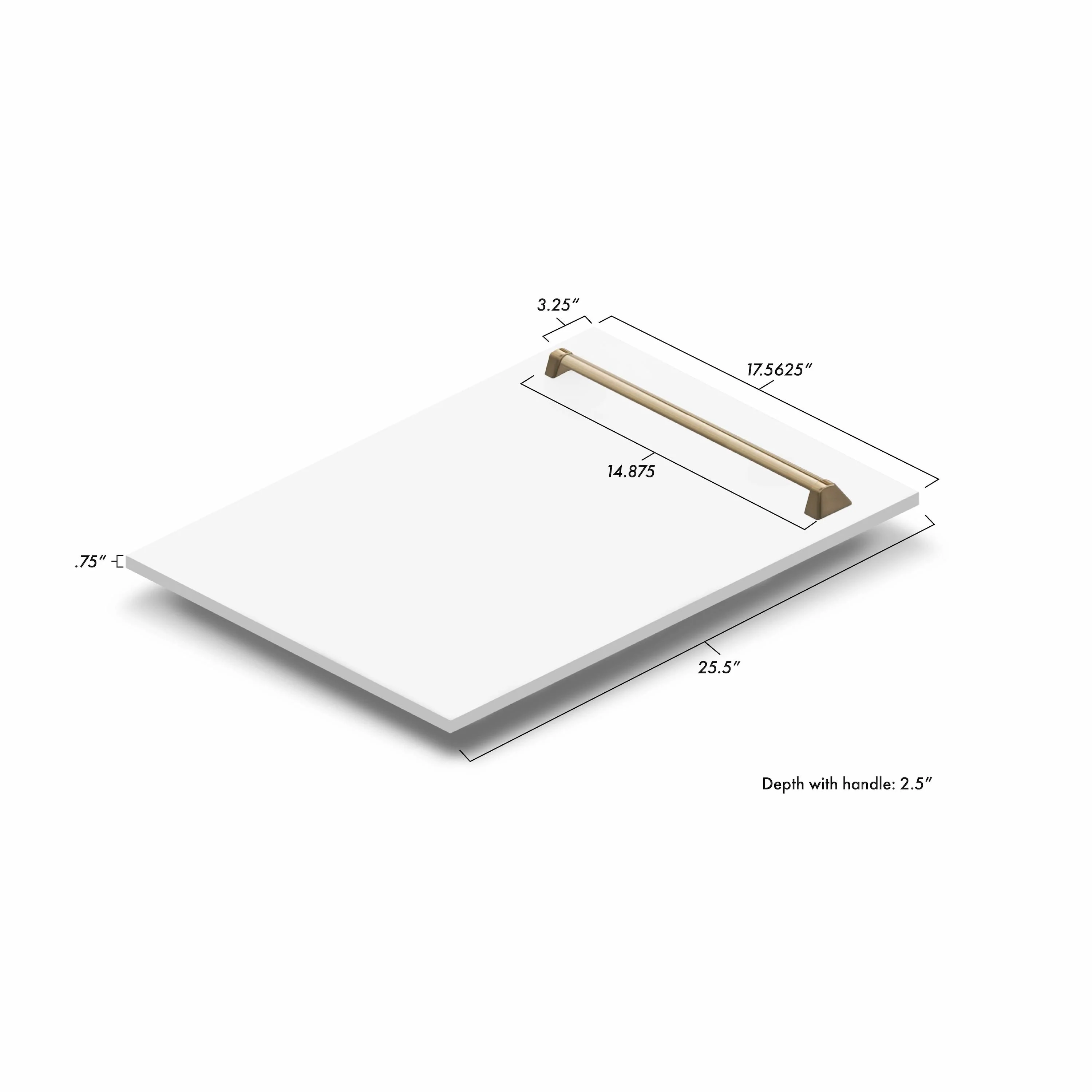 ZLINE 18 in. Autograph Edition Tallac Dishwasher Panel in White Matte with Champagne Bronze Handle (DPVZ-WM-18-CB) - Image 5