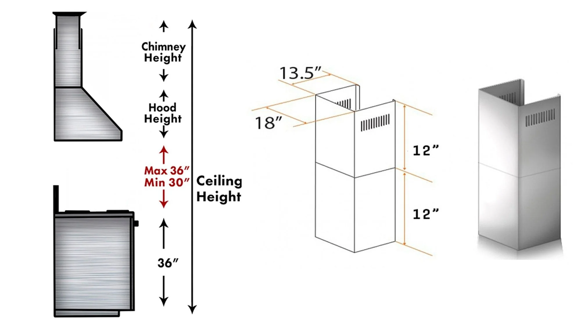 ZLINE 2-12 in. Short Chimney Pieces for 8 ft. Ceilings (SK-687) - Image 3