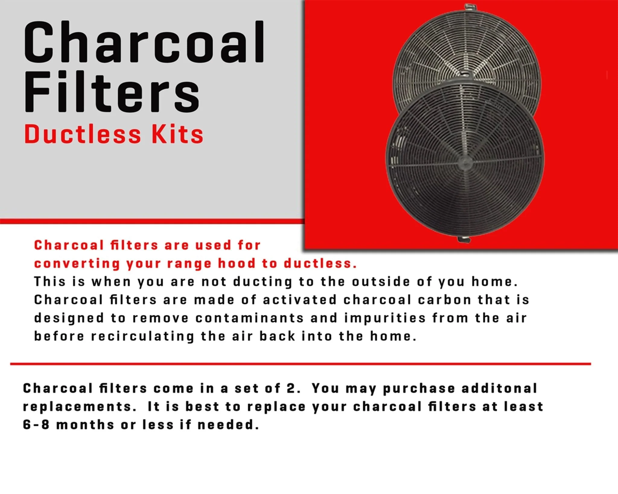 ZLINE 1 Set of 2 Charcoal Filters for Range Hoods with Recirculating Option (CF1) - Image 3