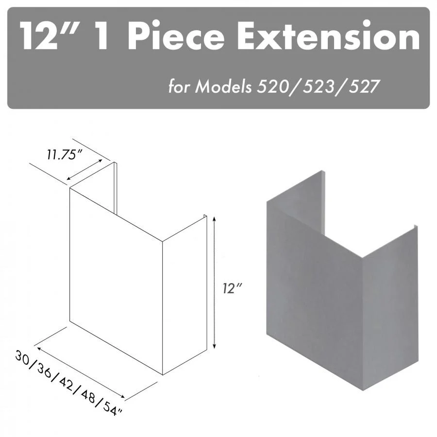 ZLINE 12" Chimney for 42 in. Under Cabinet Hoods (520/523/527-42-1FTEXT)