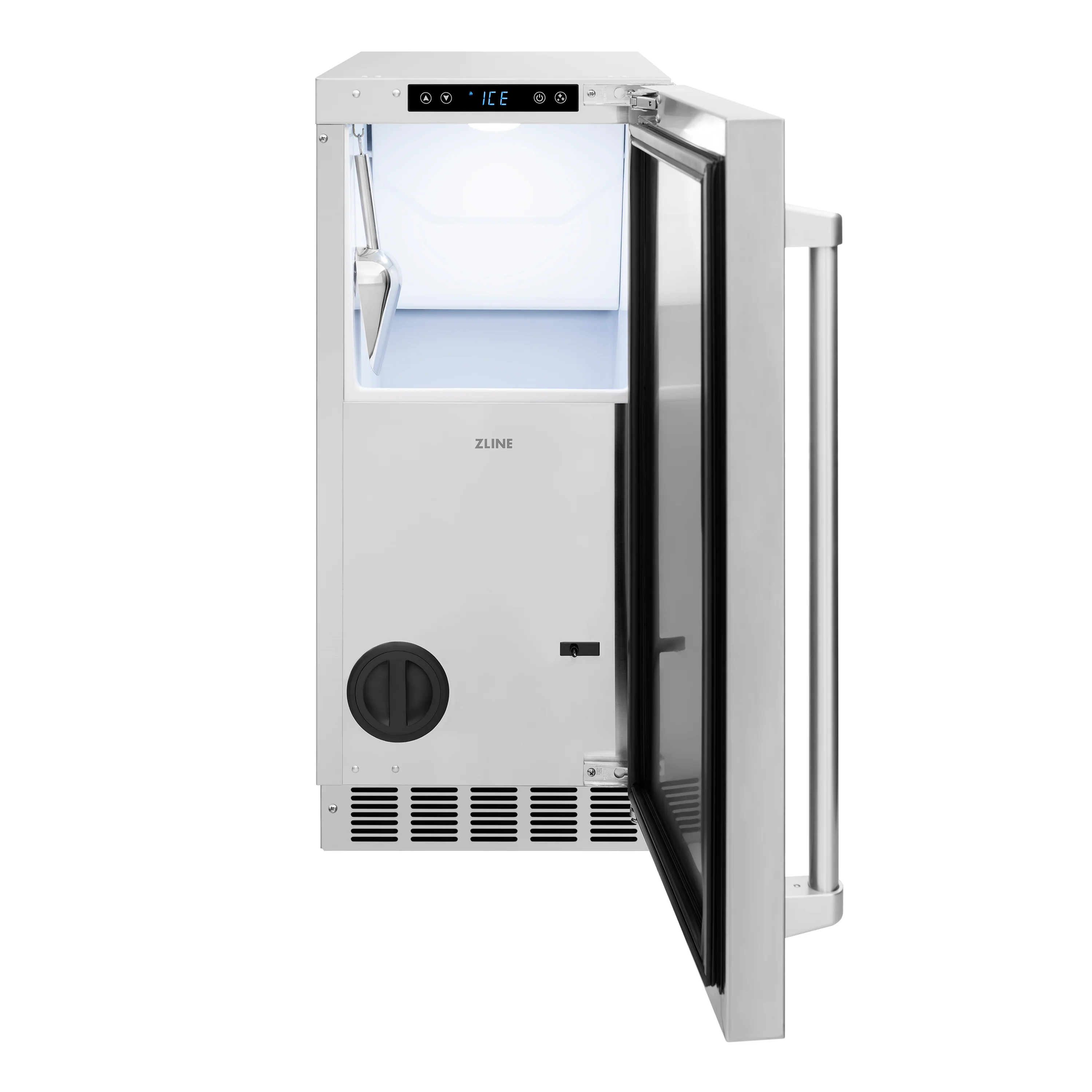 ZLINE 15 in. Touchstone Clear Cube Ice Maker with Drain Pump and Solid Stainless Steel Door (ICCD-ST-15) - Image 4