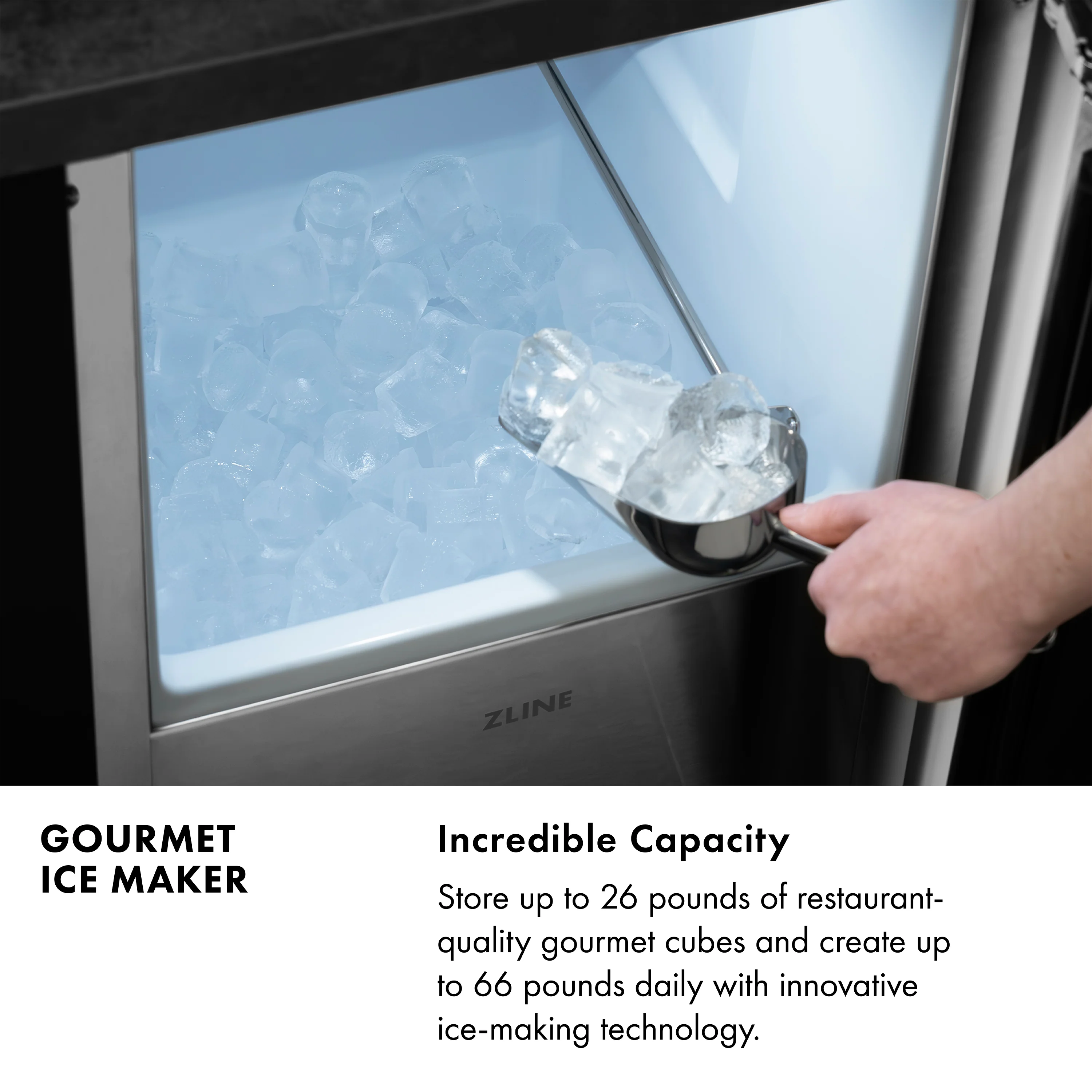 ZLINE 15 in. Touchstone Gourmet Ice Maker with Drain Pump and Solid Stainless Steel Door (IGMD-ST-15) - Image 10