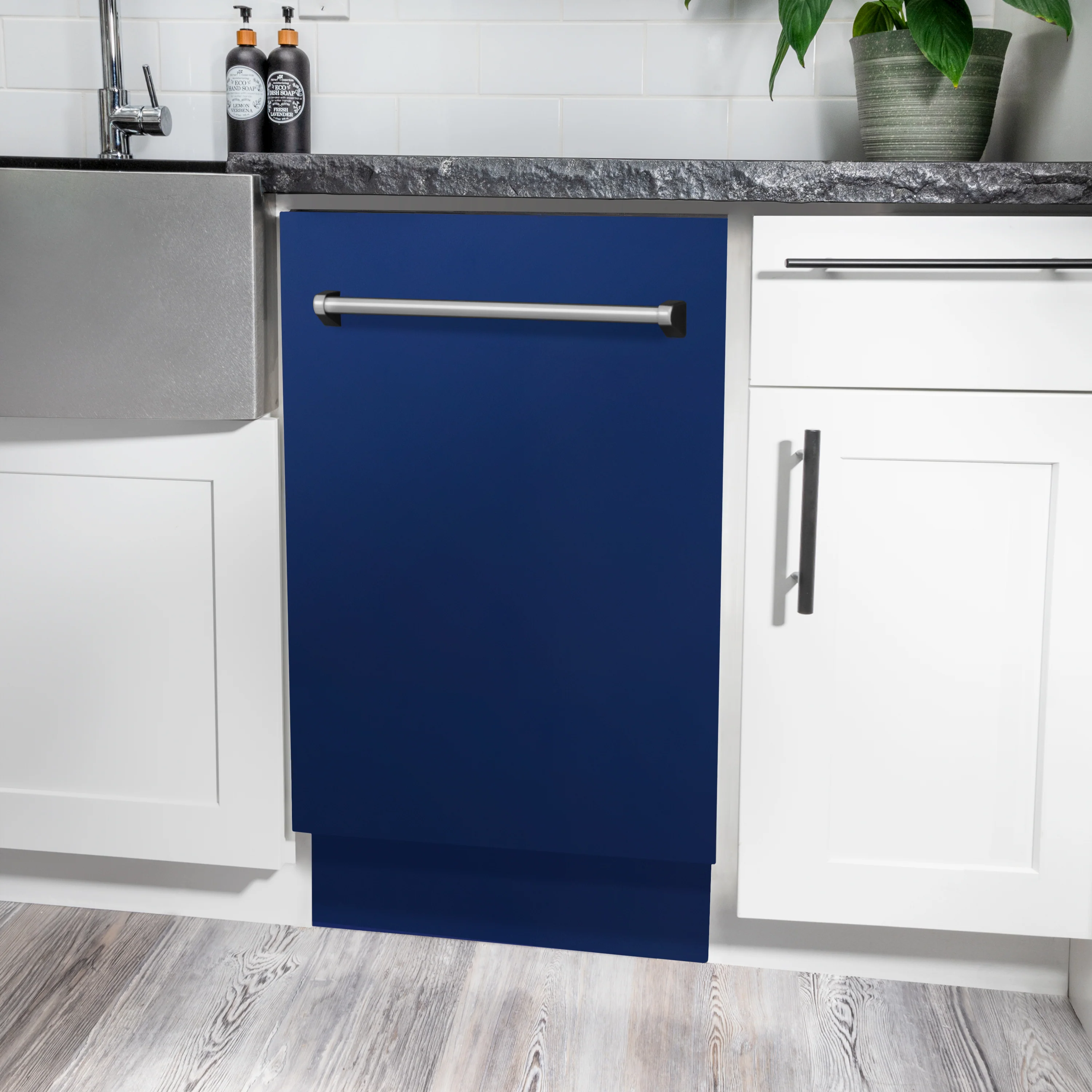 ZLINE 18 in. Tallac Series 3rd Rack Top Control Built-In Dishwasher in Blue Gloss with Stainless Steel Tub, 51dBa (DWV-BG-18) - Image 2