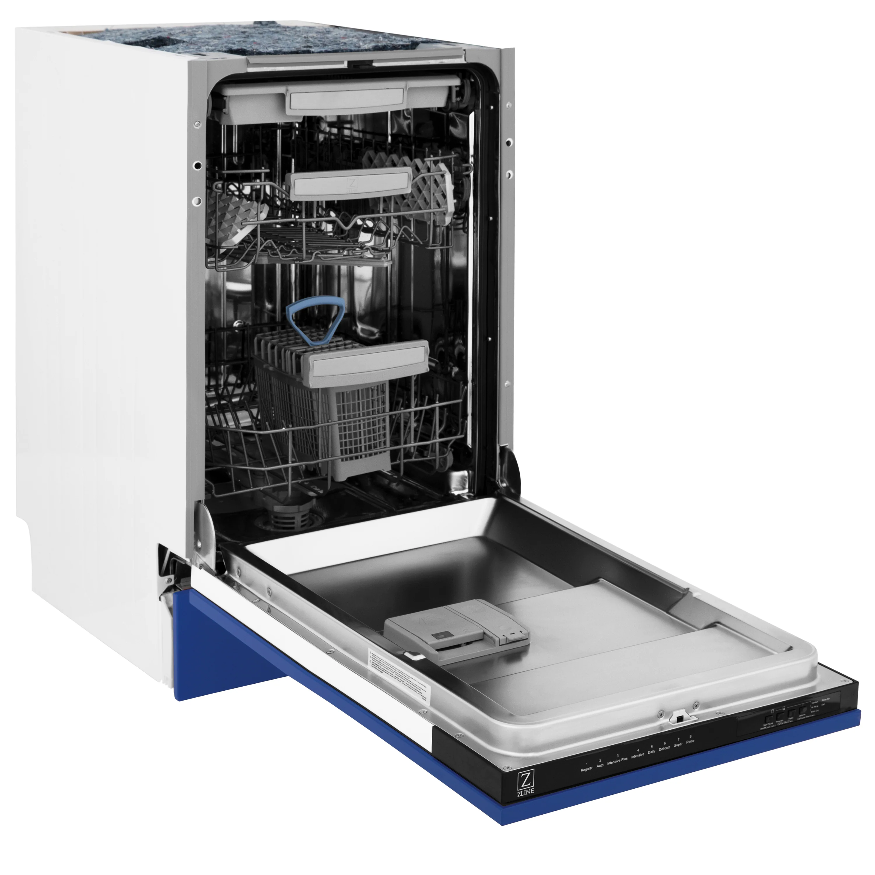ZLINE 18 in. Tallac Series 3rd Rack Top Control Built-In Dishwasher in Blue Matte with Stainless Steel Tub, 51dBa (DWV-BM-18) - Image 12