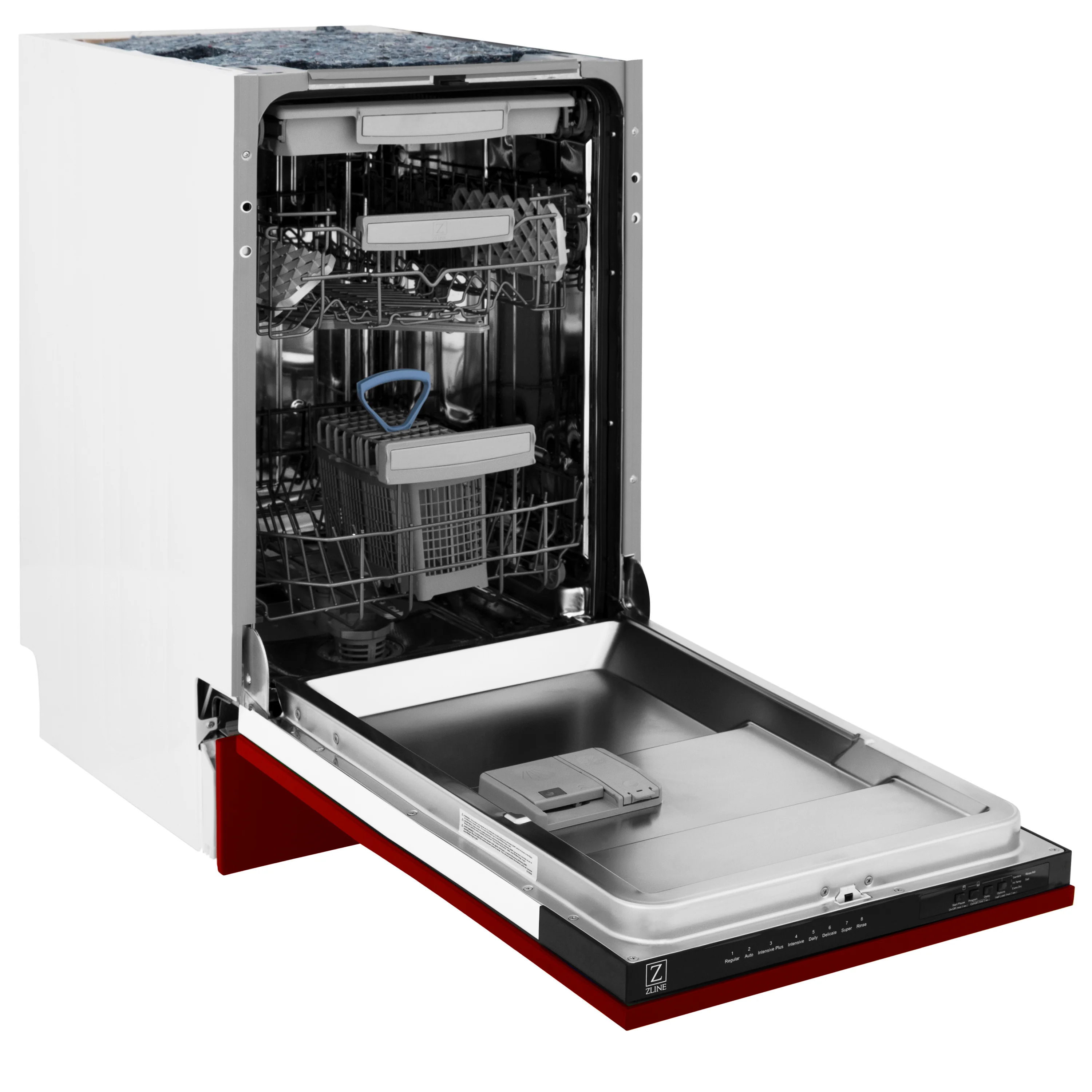 ZLINE 18 in. Tallac Series 3rd Rack Top Control Built-In Dishwasher in Red Gloss with Stainless Steel Tub, 51dBa (DWV-RG-18) - Image 14