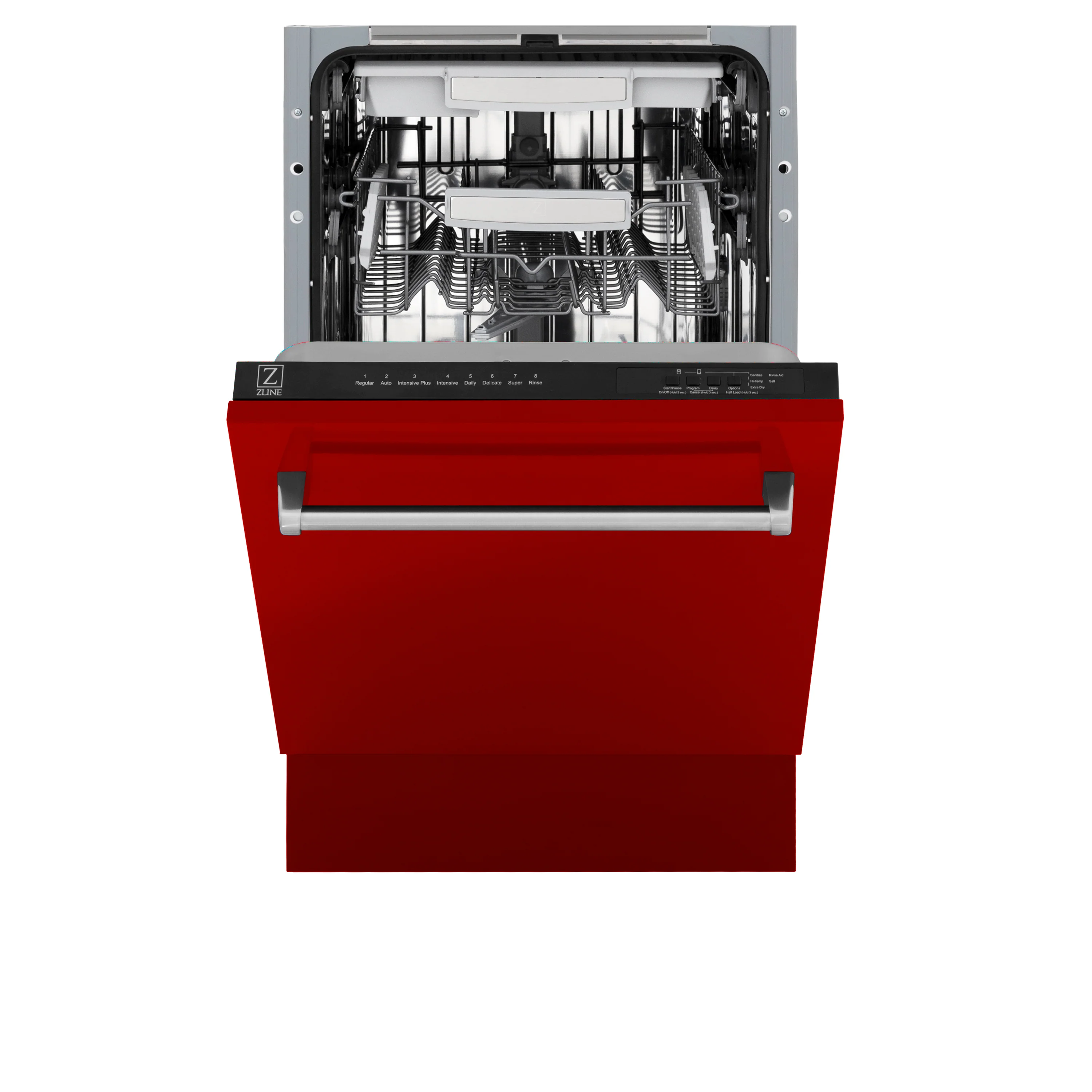ZLINE 18 in. Tallac Series 3rd Rack Top Control Built-In Dishwasher in Red Gloss with Stainless Steel Tub, 51dBa (DWV-RG-18) - Image 6
