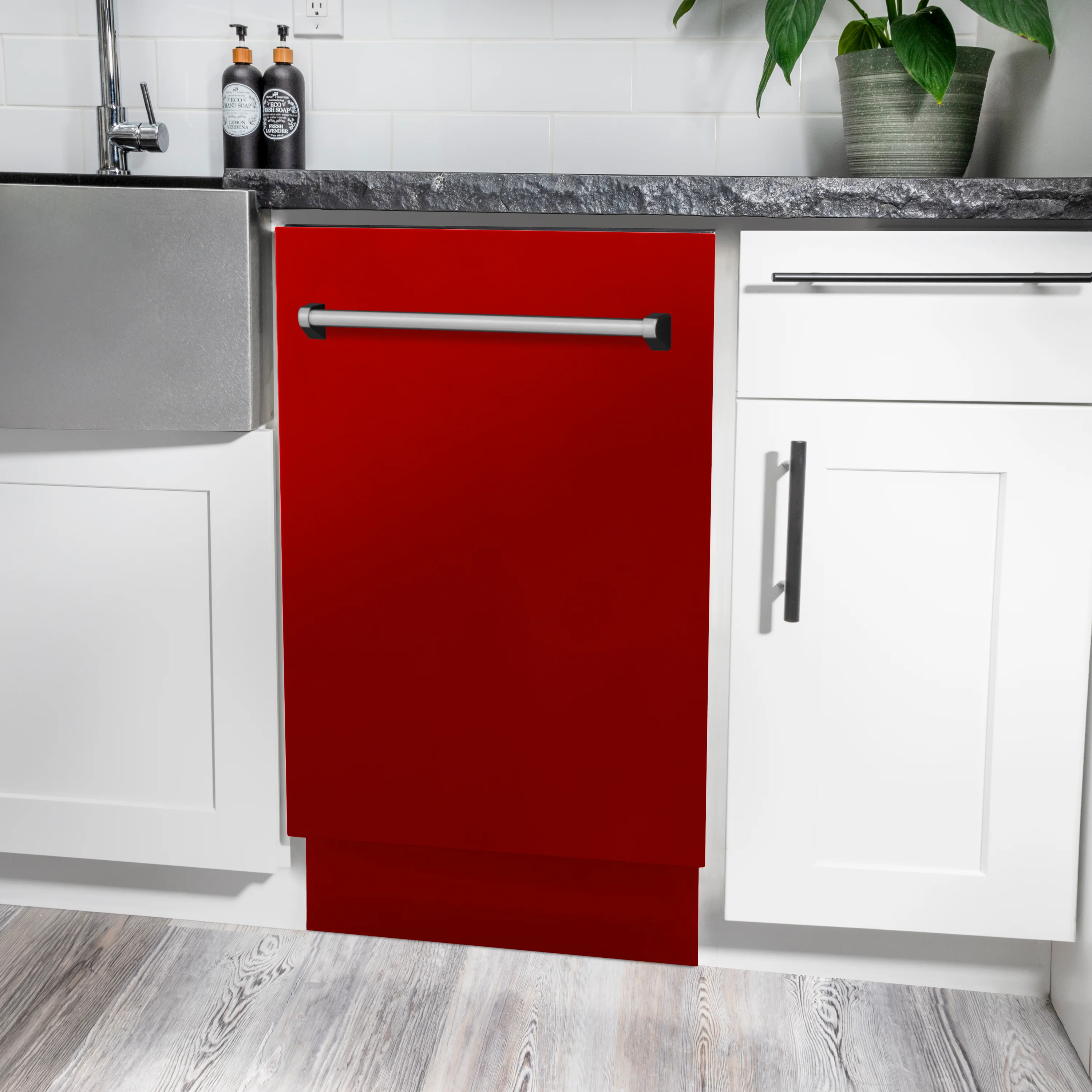 ZLINE 18 in. Tallac Series 3rd Rack Top Control Built-In Dishwasher in Red Gloss with Stainless Steel Tub, 51dBa (DWV-RG-18) - Image 9