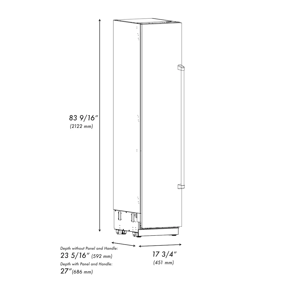 ZLINE 18 in. 8.6 cu. ft. Left Hinge Column Freezer in White Matte with Graphite Gray Interior (RCFVL-WM-18) - Image 11