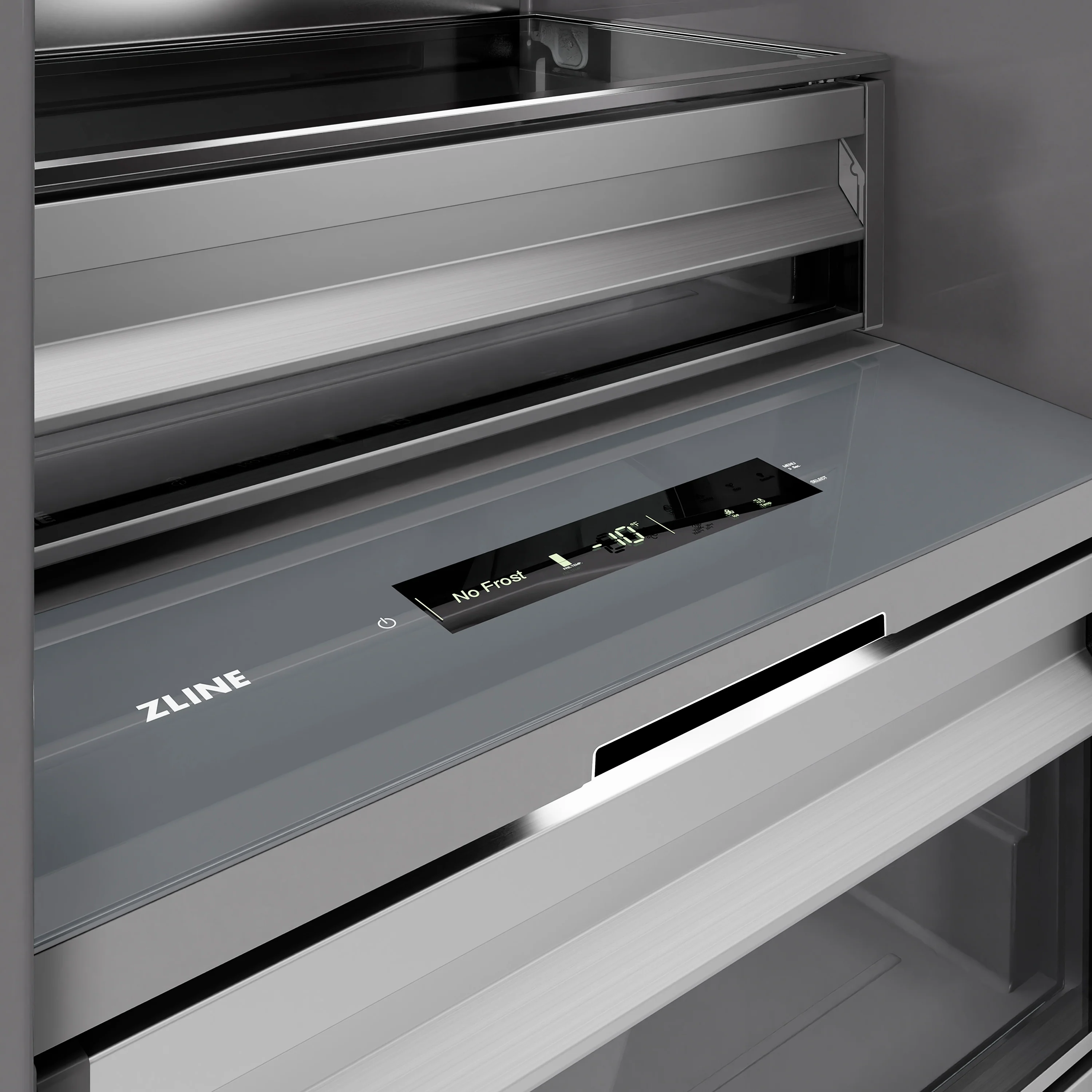 ZLINE 18 in. 8.6 cu. ft. Right Hinge Column Freezer in Satin Stainless Steel with Graphite Gray Interior (RCFVR-SN-18) - Image 15