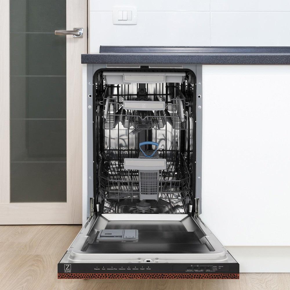 ZLINE 18 in. Tallac Series 3rd Rack Top Control Built-In Dishwasher in Hand Hammered Copper with Stainless Steel Tub, 51dBa (DWV-HH-18) - Image 10
