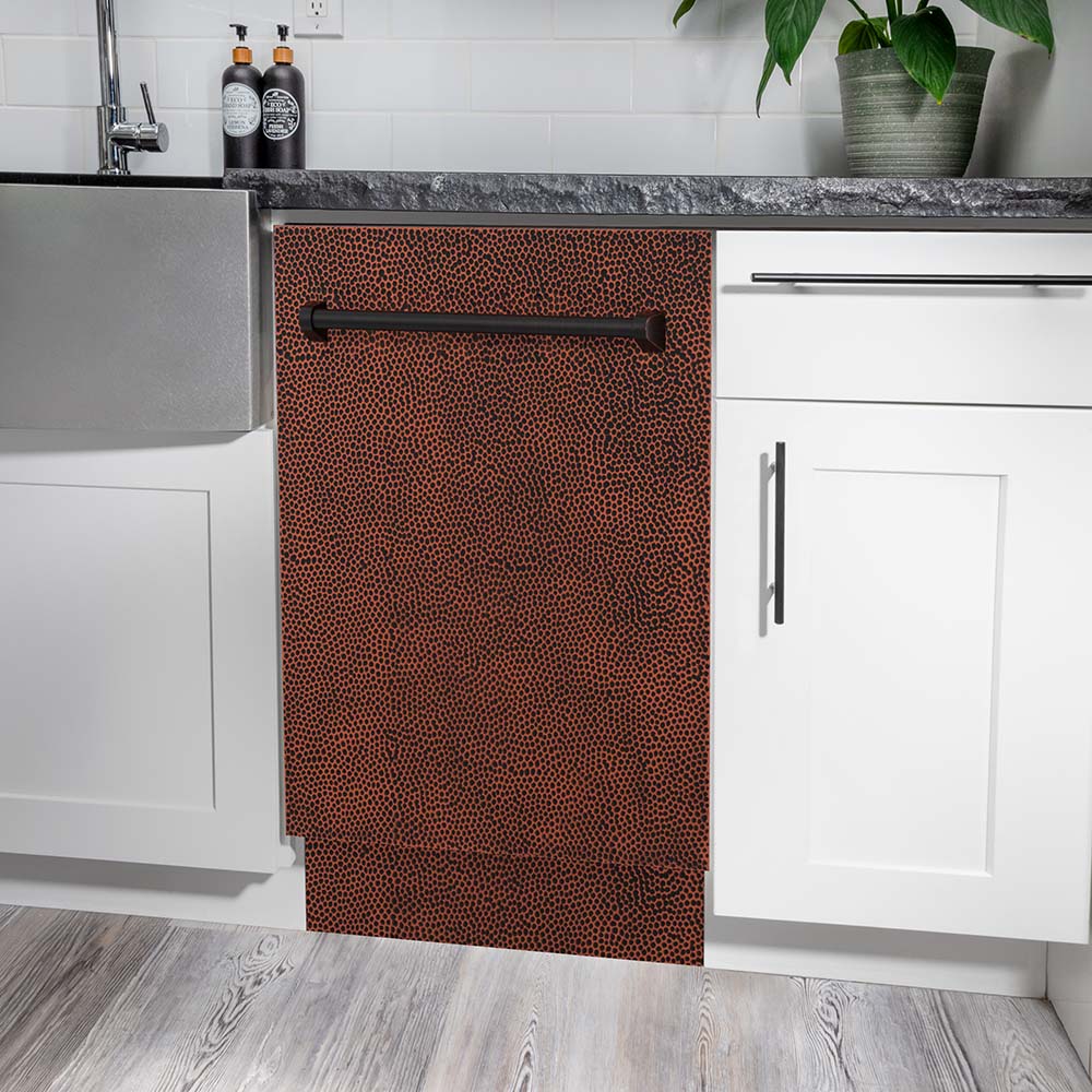 ZLINE 18 in. Tallac Series 3rd Rack Top Control Built-In Dishwasher in Hand Hammered Copper with Stainless Steel Tub, 51dBa (DWV-HH-18) - Image 11