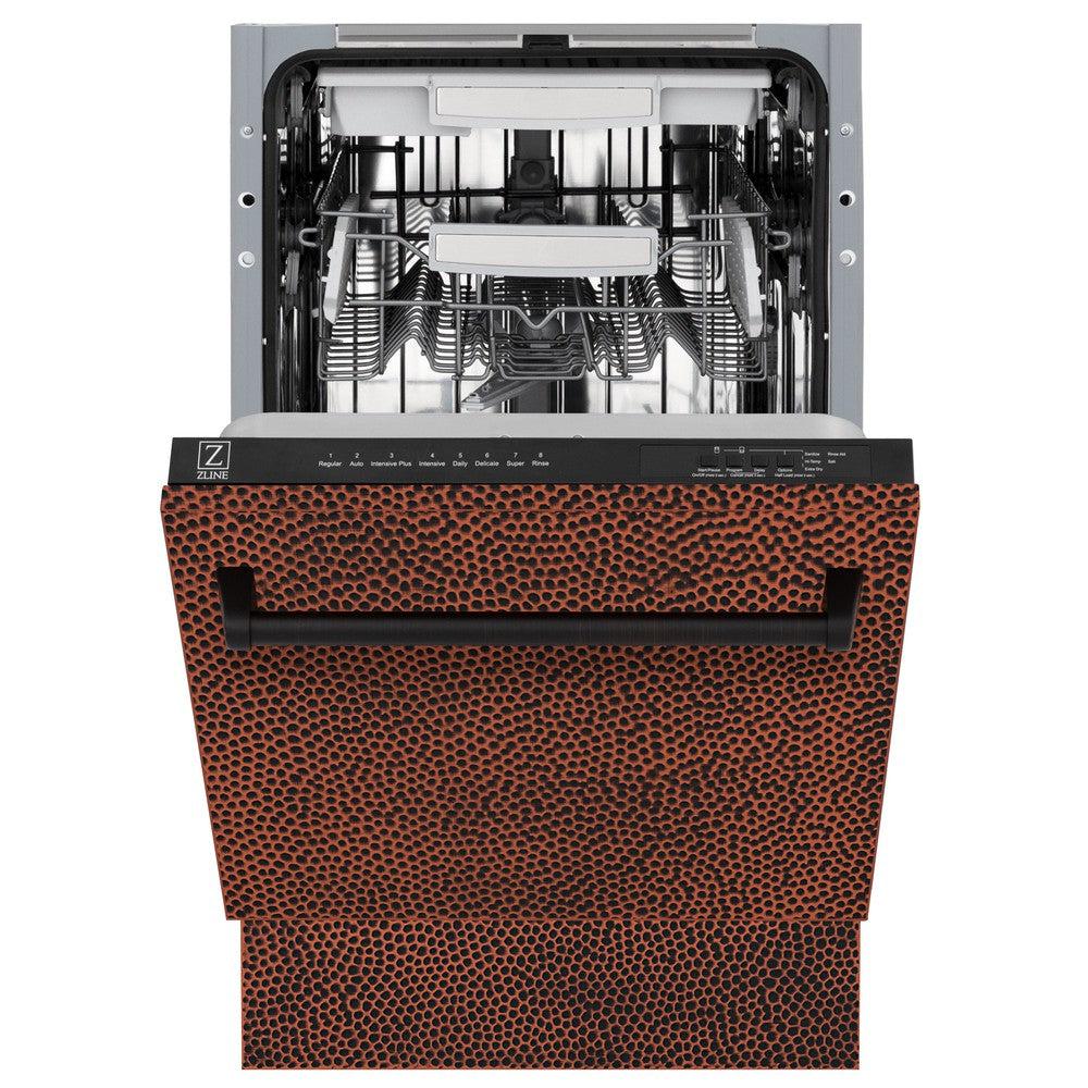 ZLINE 18 in. Tallac Series 3rd Rack Top Control Built-In Dishwasher in Hand Hammered Copper with Stainless Steel Tub, 51dBa (DWV-HH-18) - Image 3