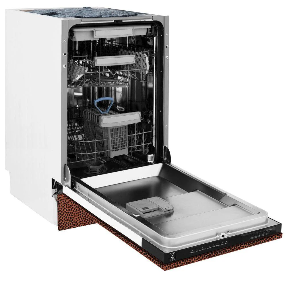 ZLINE 18 in. Tallac Series 3rd Rack Top Control Built-In Dishwasher in Hand Hammered Copper with Stainless Steel Tub, 51dBa (DWV-HH-18) - Image 7