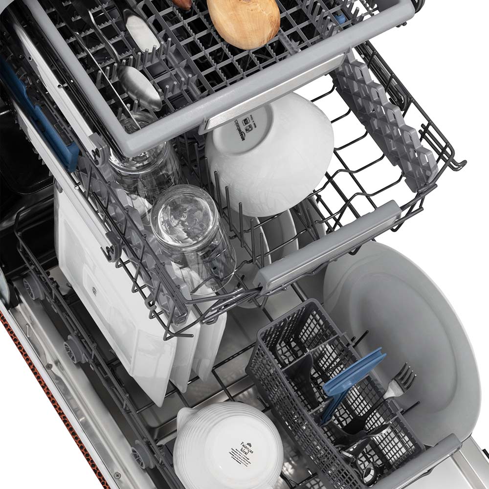 ZLINE 18 in. Tallac Series 3rd Rack Top Control Built-In Dishwasher in Hand Hammered Copper with Stainless Steel Tub, 51dBa (DWV-HH-18) - Image 9