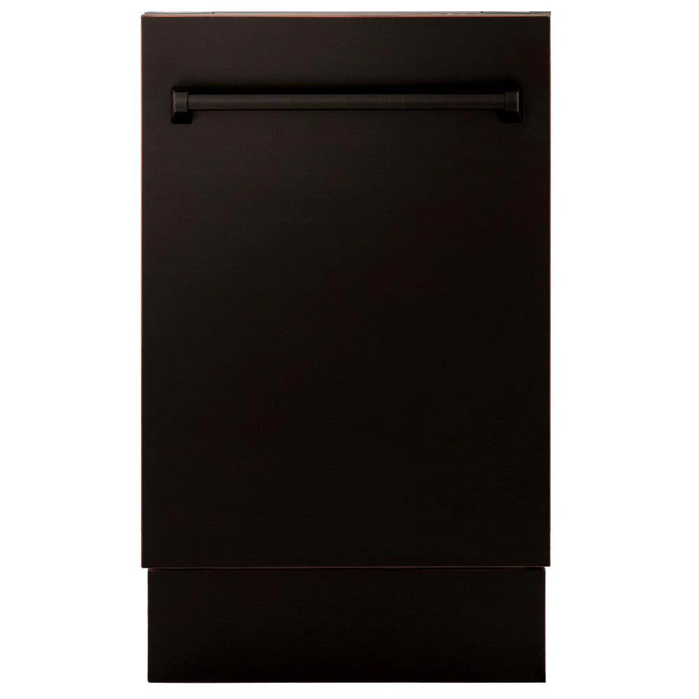 ZLINE 18 in. Tallac Series 3rd Rack Top Control Dishwasher with a Stainless Steel Tub with Oil-Rubbed Bronze Panel, 51dBa (DWV-ORB-18)