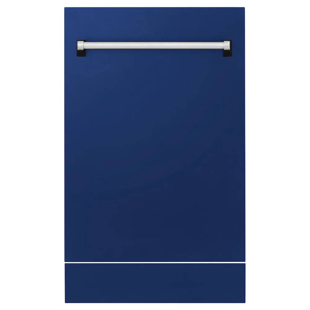 ZLINE 18" Tallac Dishwasher Panel in Blue Gloss with Traditional Handle (DPV-BG-18) - Image 2