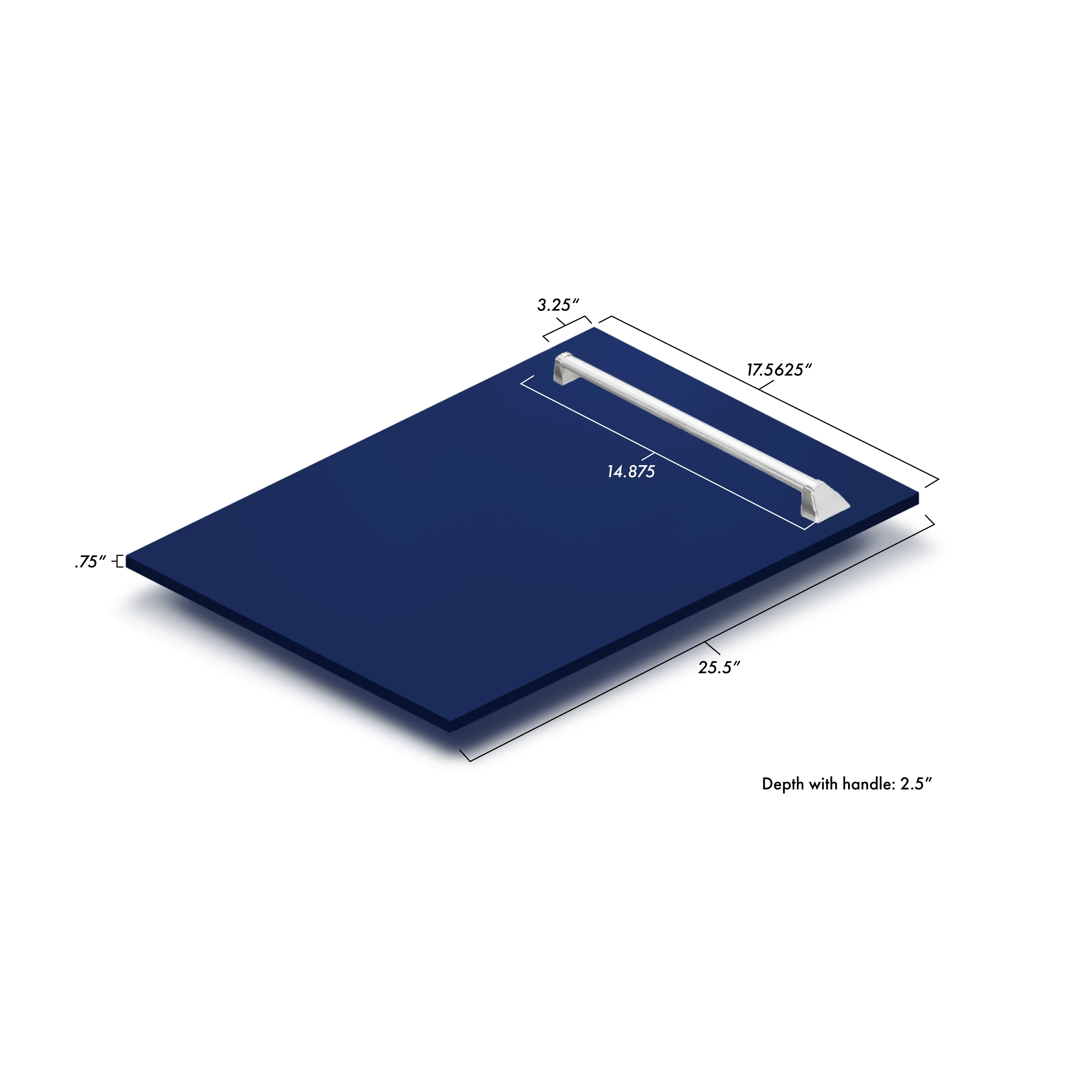 ZLINE 18" Tallac Dishwasher Panel in Blue Gloss with Traditional Handle (DPV-BG-18) - Image 6