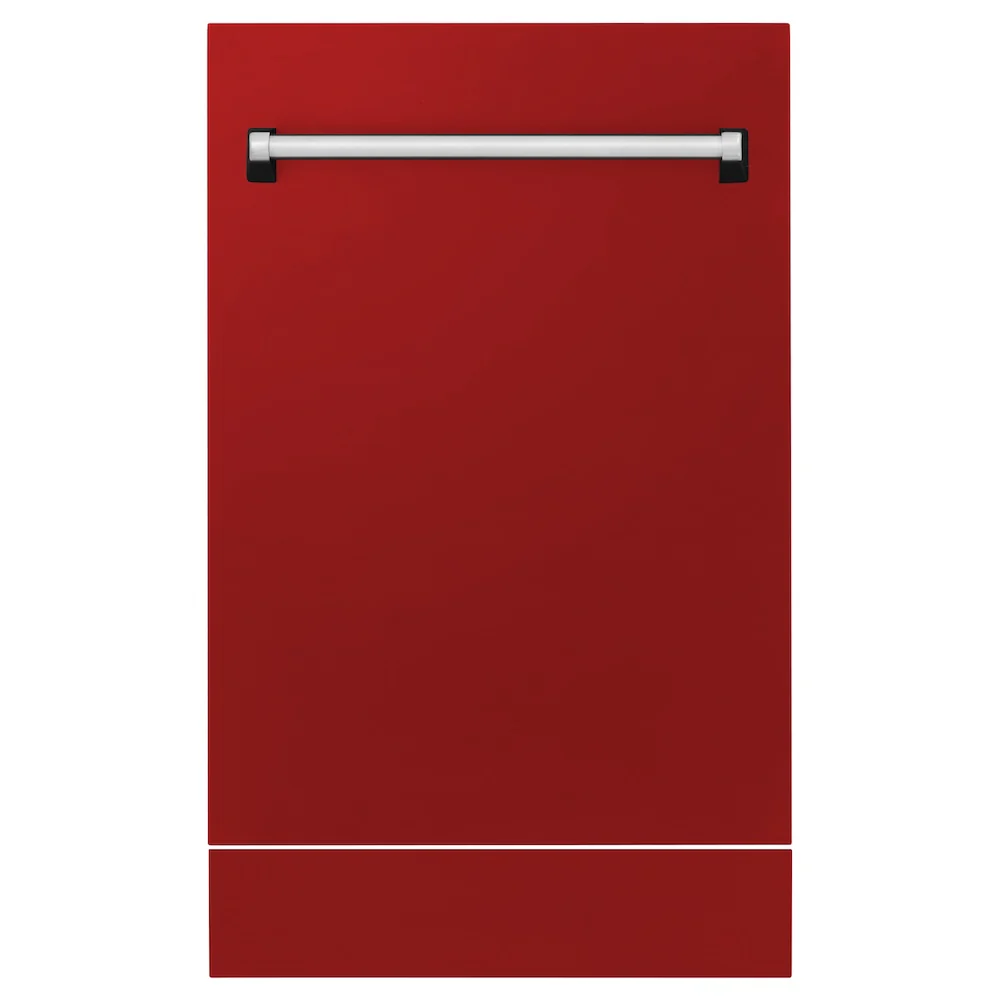 ZLINE 18" Tallac Dishwasher Panel in Red Gloss with Traditional Handle (DPV-RG-18) - Image 2
