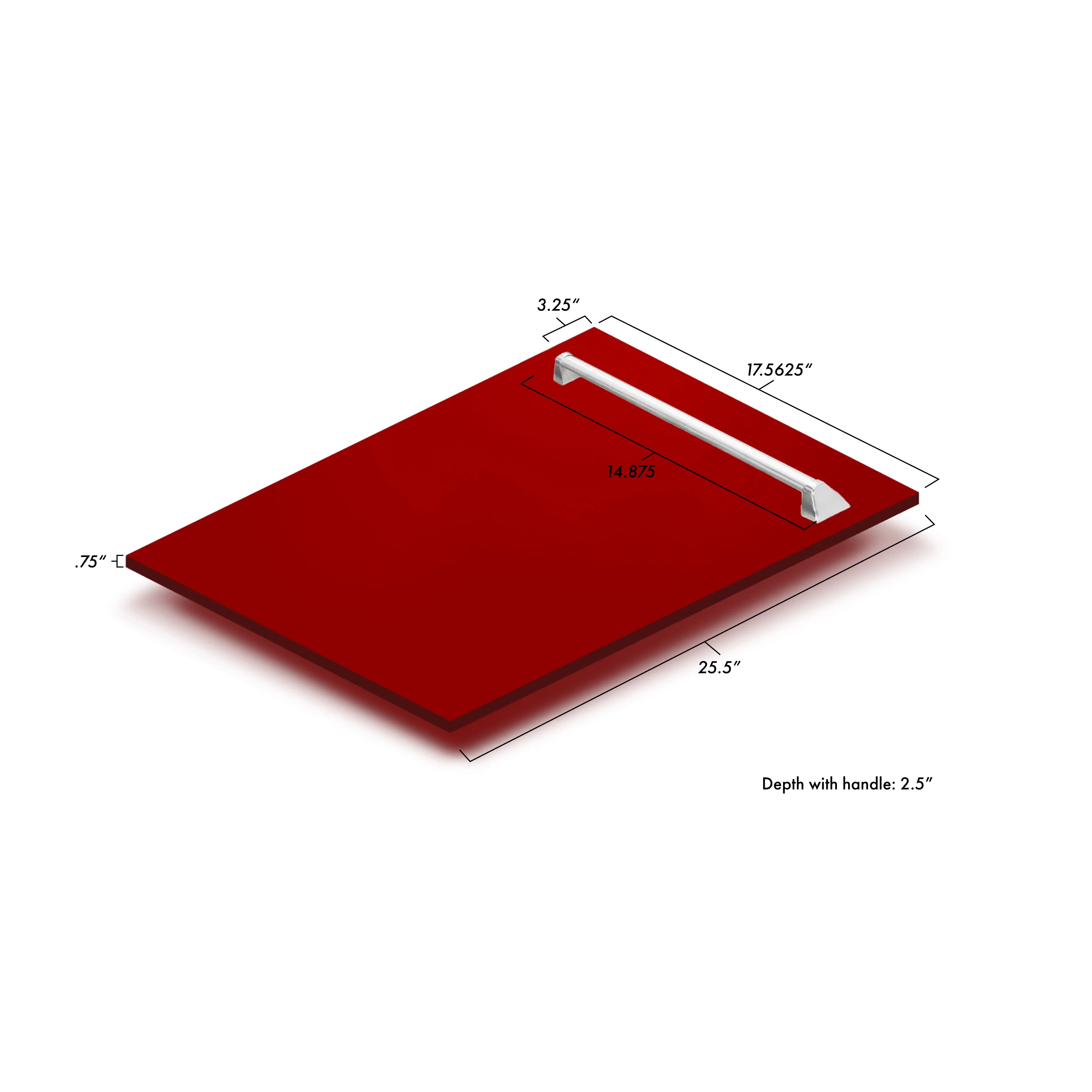 ZLINE 18" Tallac Dishwasher Panel in Red Gloss with Traditional Handle (DPV-RG-18) - Image 6