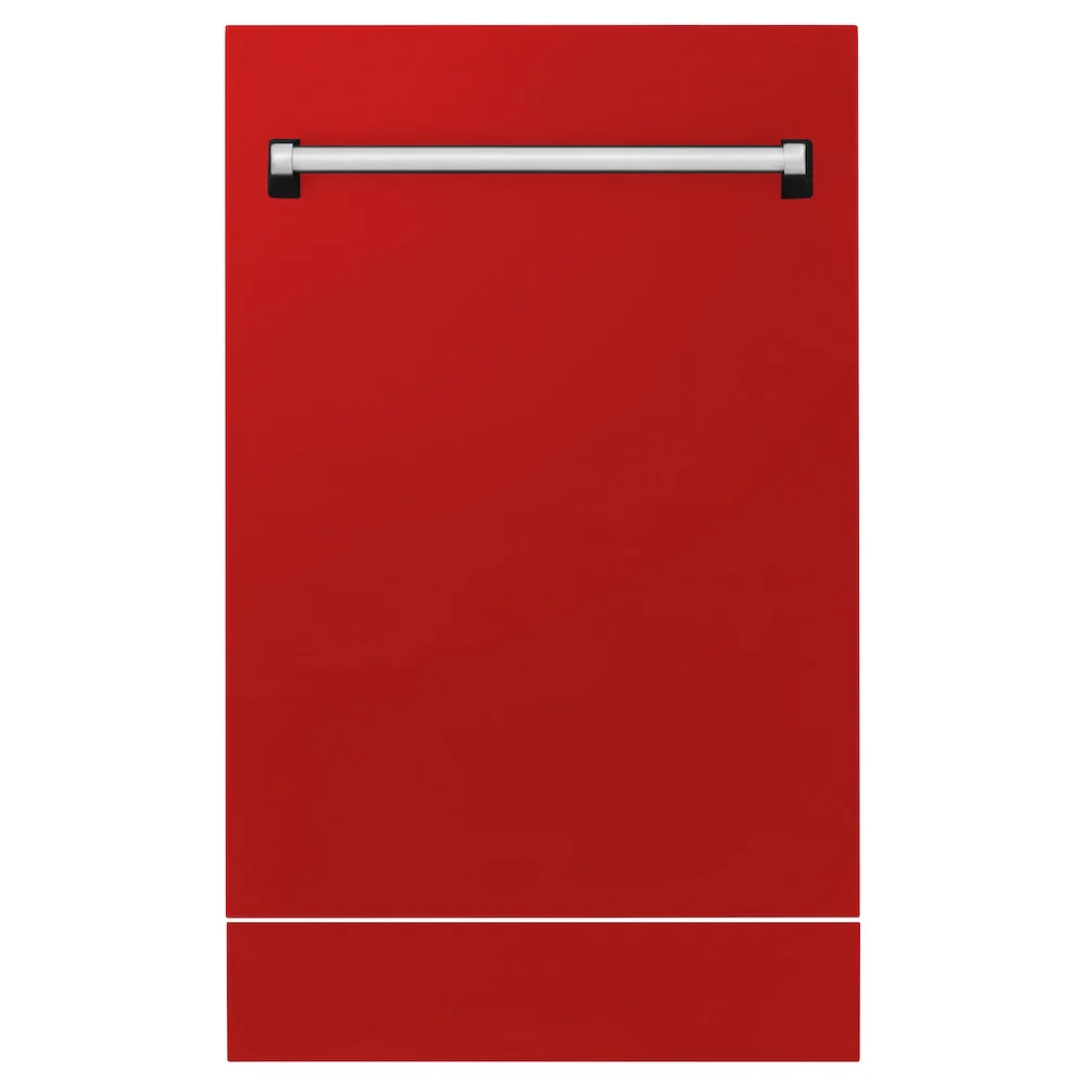 ZLINE 18" Tallac Dishwasher Panel in Red Matte with Traditional Handle (DPV-RM-18) - Image 2