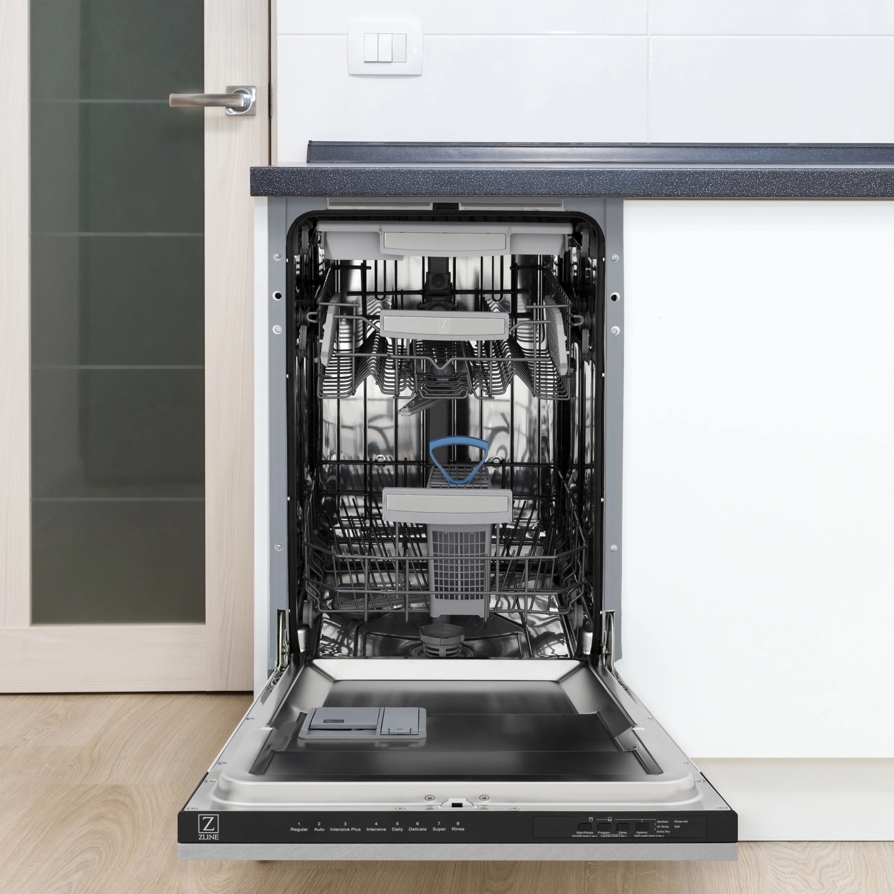 ZLINE 18 in. Tallac Series 3rd Rack Top Control Dishwasher with Satin Stainless Steel Panel and Stainless Steel Tub, 51dBa (DWV-SN-18) - Image 17