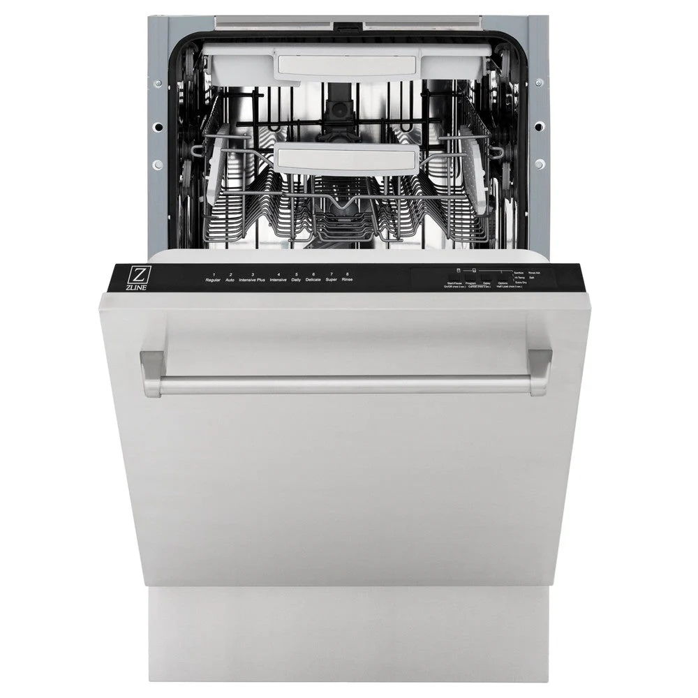 ZLINE 18 in. Tallac Series 3rd Rack Top Control Built-In Dishwasher in Stainless Steel and Traditional Handle, 51dBa (DWV-304-18) - Image 4