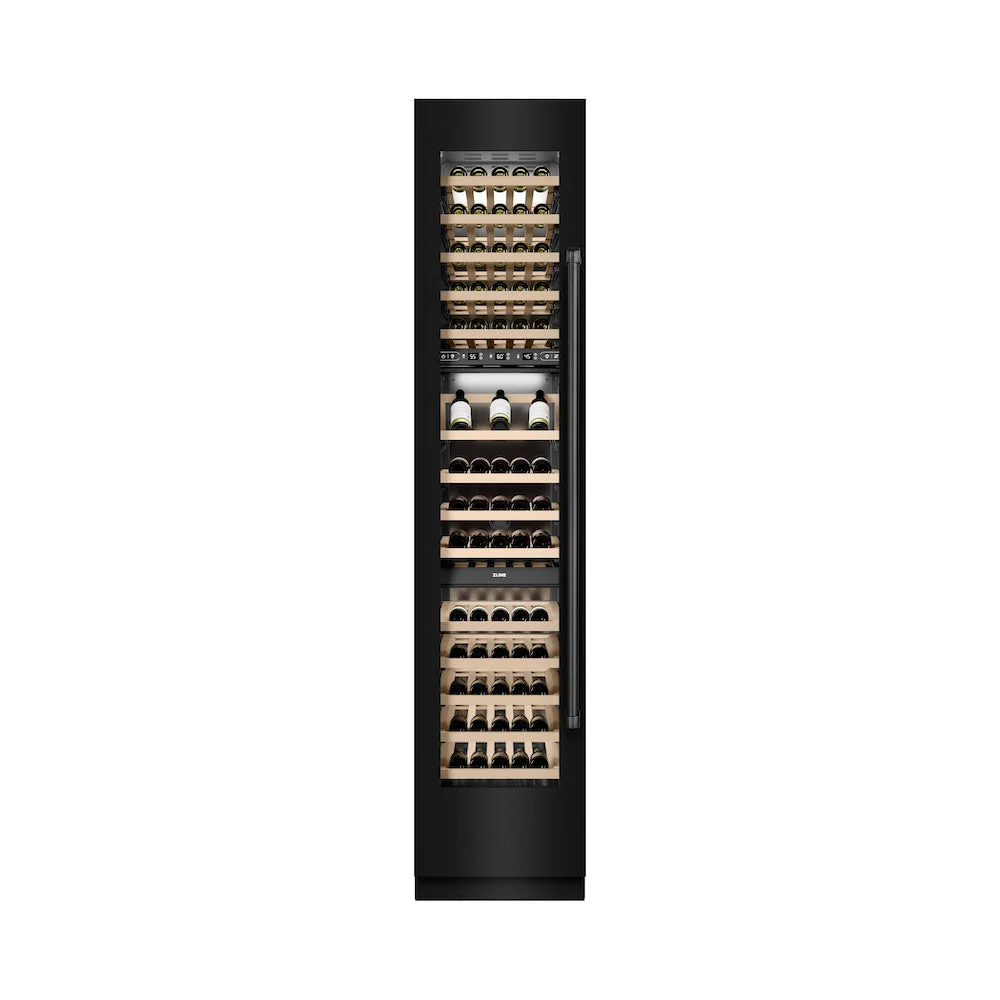 ZLINE 18 in. 9.0 cu. ft. Triple Zone 68 Bottle Left Hinge Column Wine Cooler in Black Stainless Steel (RCWVL-BS-18) - Image 2