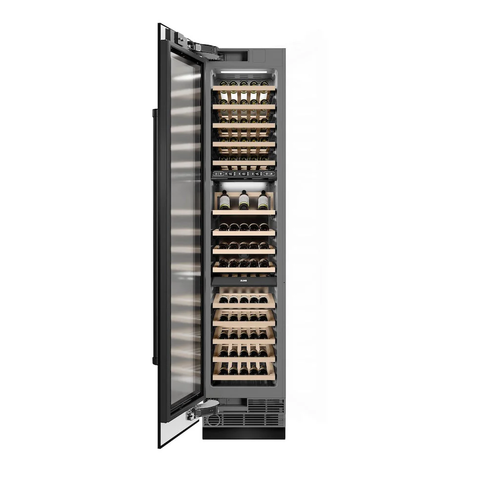 ZLINE 18 in. 9.0 cu. ft. Triple Zone 68 Bottle Left Hinge Column Wine Cooler in Black Stainless Steel (RCWVL-BS-18) - Image 3