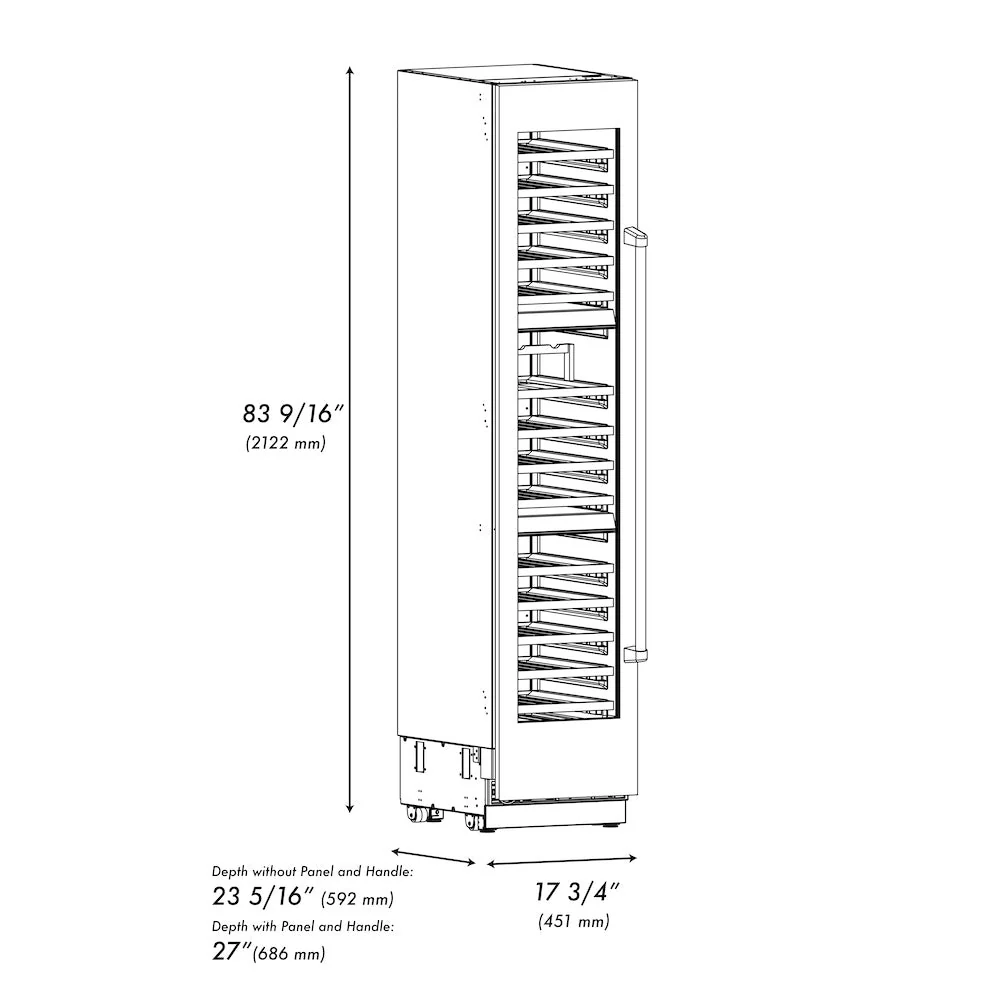 ZLINE 18 in. 9.0 cu. ft. Triple Zone 68 Bottle Left Hinge Column Wine Cooler in Satin Stainless Steel (RCWVL-SN-18) - Image 11