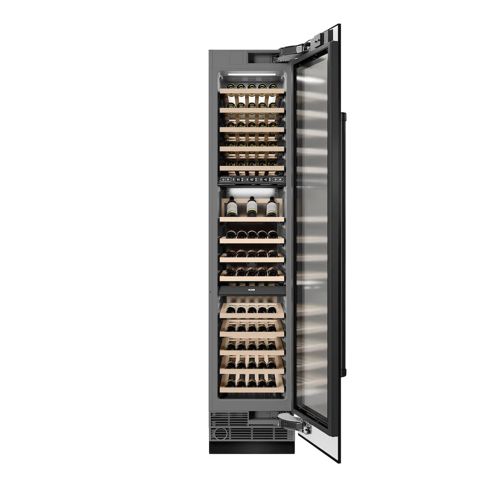 ZLINE 18 in. 9.0 cu. ft. Triple Zone 68 Bottle Right Hinge Column Wine Cooler in Black Stainless Steel (RCWVR-BS-18) - Image 3