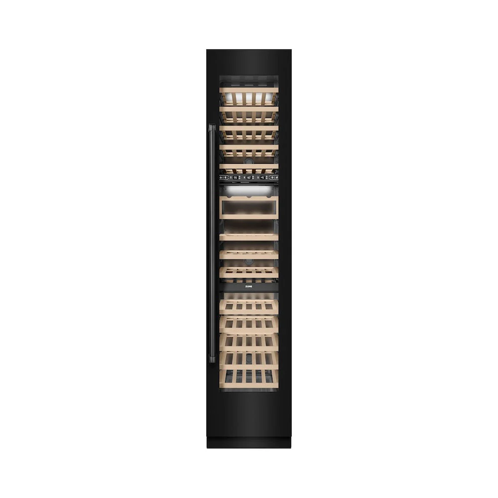 ZLINE 18 in. 9.0 cu. ft. Triple Zone 68 Bottle Right Hinge Column Wine Cooler in Black Stainless Steel (RCWVR-BS-18) - Image 4
