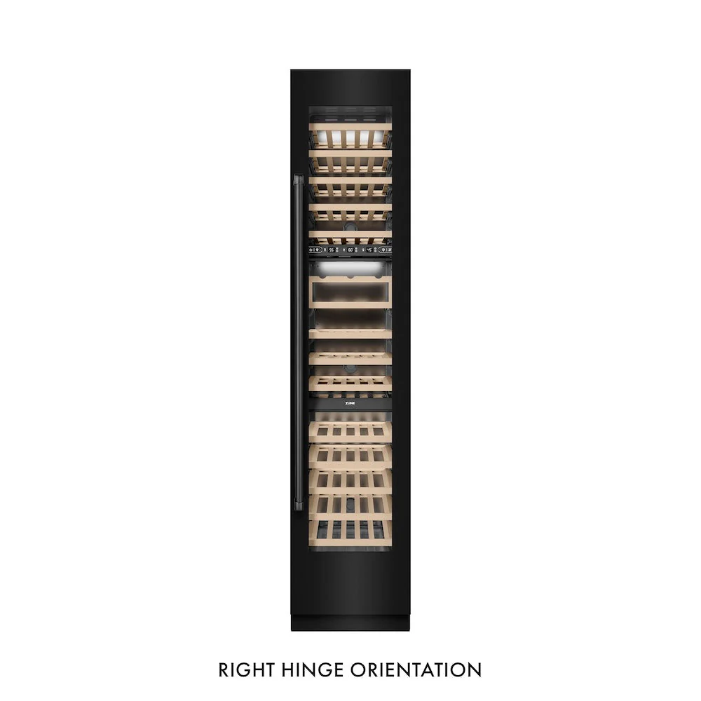 ZLINE 18 in. 9.0 cu. ft. Triple Zone 68 Bottle Right Hinge Column Wine Cooler in Black Stainless Steel (RCWVR-BS-18) - Image 5