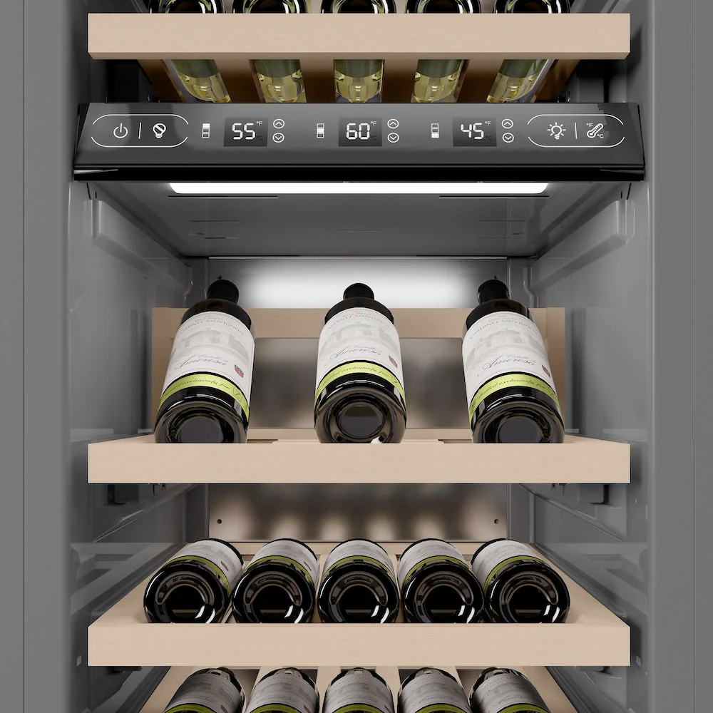 ZLINE 18 in. 9.0 cu. ft. Triple Zone 68 Bottle Right Hinge Column Wine Cooler in Black Stainless Steel (RCWVR-BS-18) - Image 6