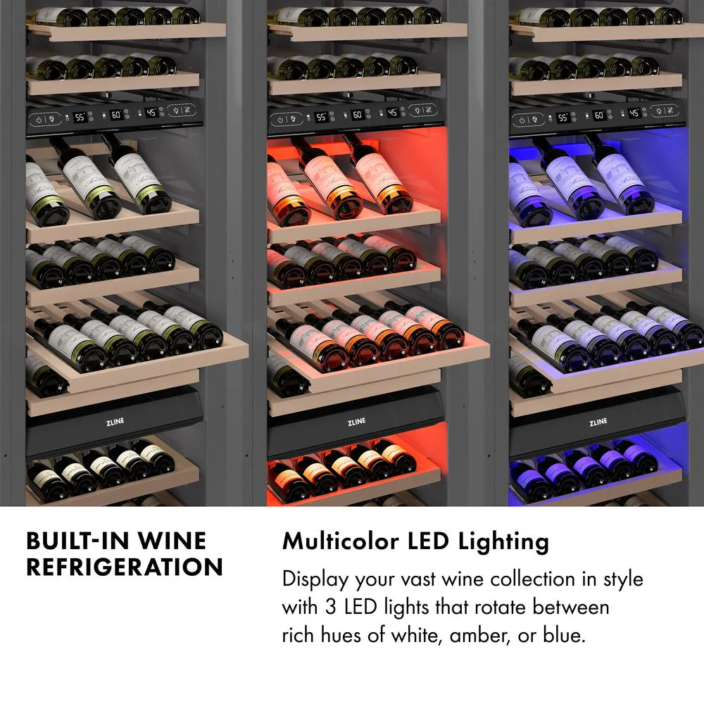 ZLINE 18 in. 9.0 cu. ft. Triple Zone 68 Bottle Panel Ready Right Hinge Column Wine Cooler (RBCWVR-18) - Image 14