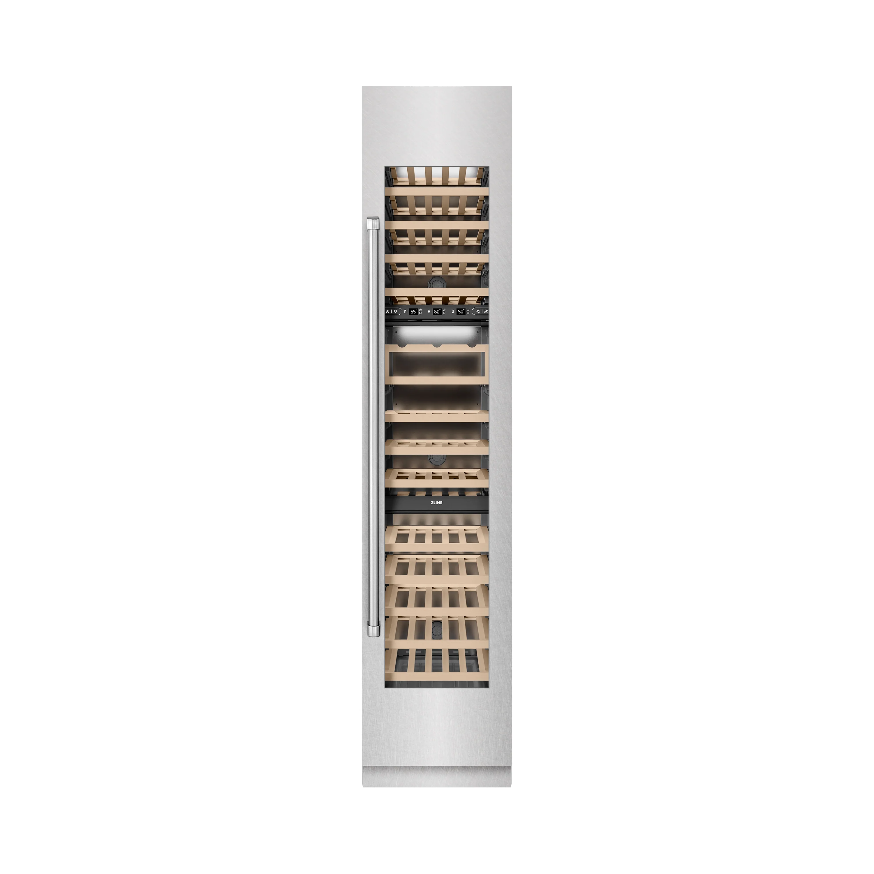 ZLINE 18 in. 9.0 cu. ft. Triple Zone 68 Bottle Right Hinge Column Wine Cooler in Satin Stainless Steel (RCWVR-SN-18) - Image 5
