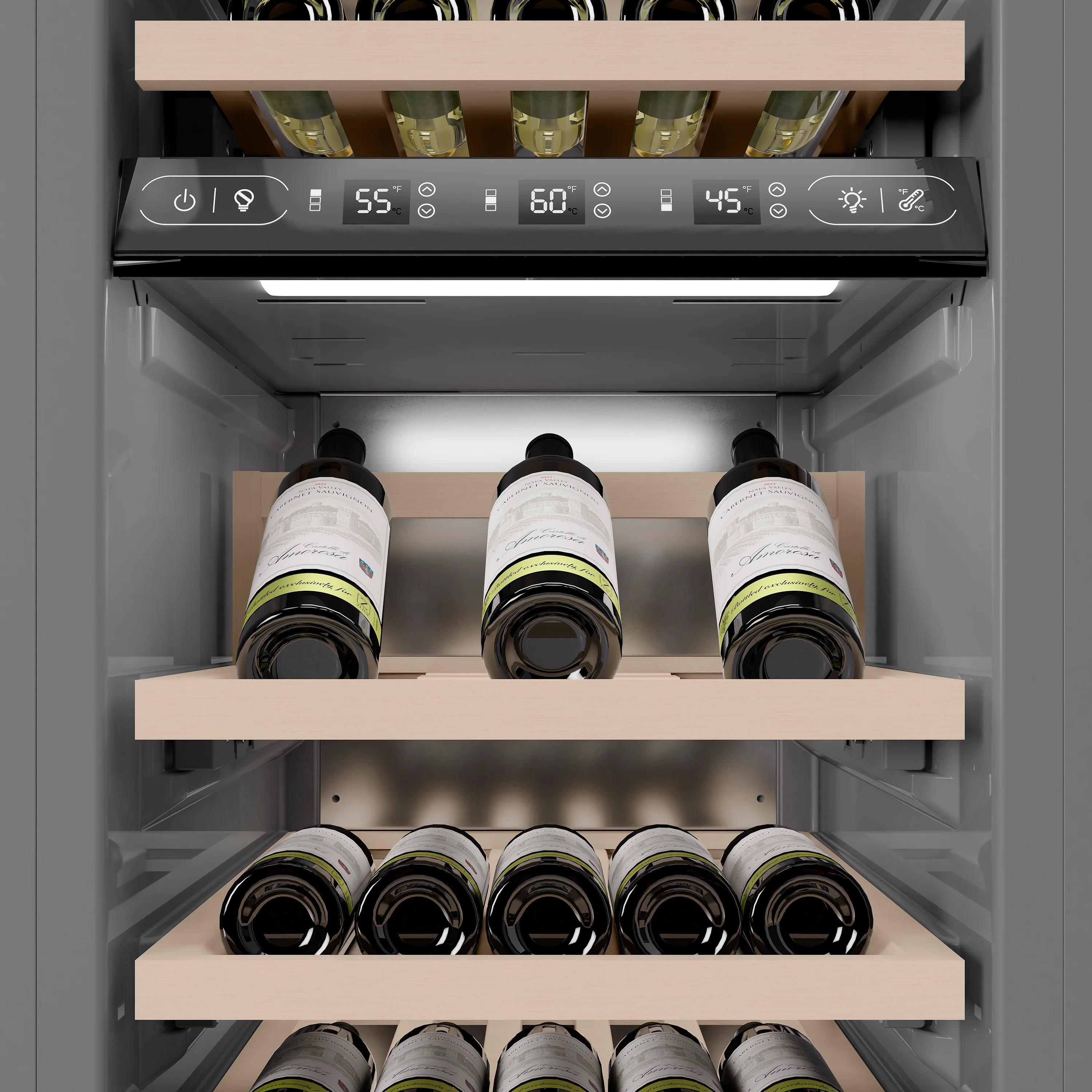 ZLINE 18 in. 9.0 cu. ft. Triple Zone 68 Bottle Right Hinge Column Wine Cooler in Satin Stainless Steel (RCWVR-SN-18) - Image 7