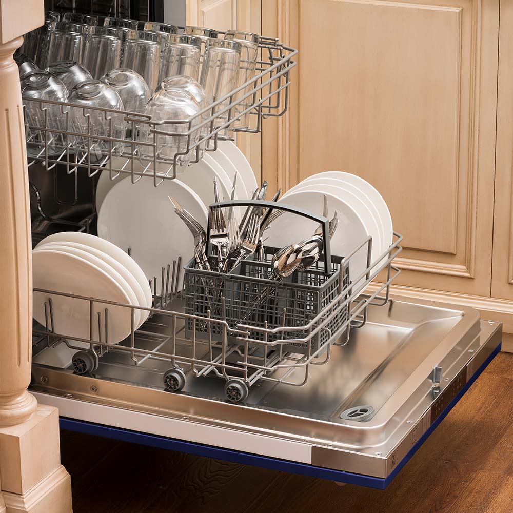 ZLINE 24 in. Top Control Dishwasher with Blue Matte Panel and Traditional Style Handle, 52dBa (DW-BM-24) - Image 7
